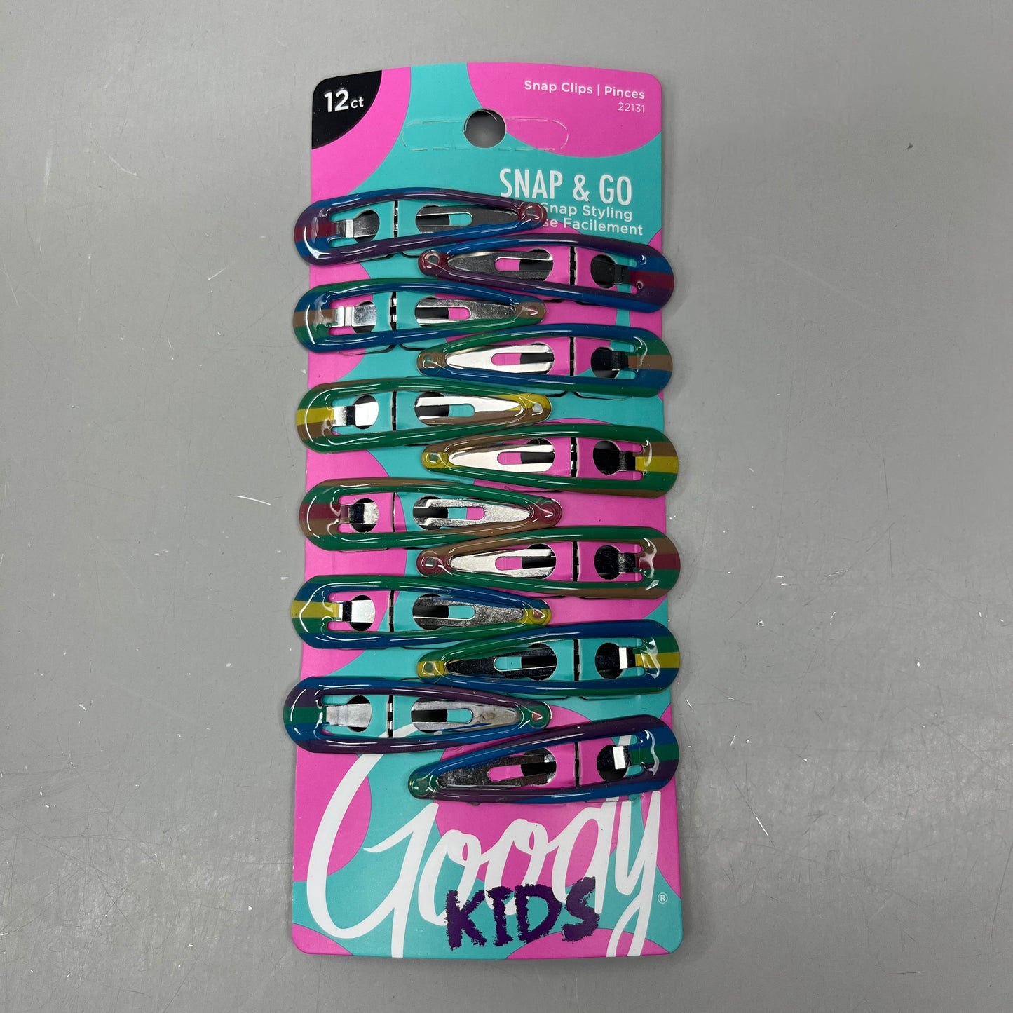 GOODY (6 PACK!) Girl's Snap Hair Clips Assorted Gel Colors 2" 3000663