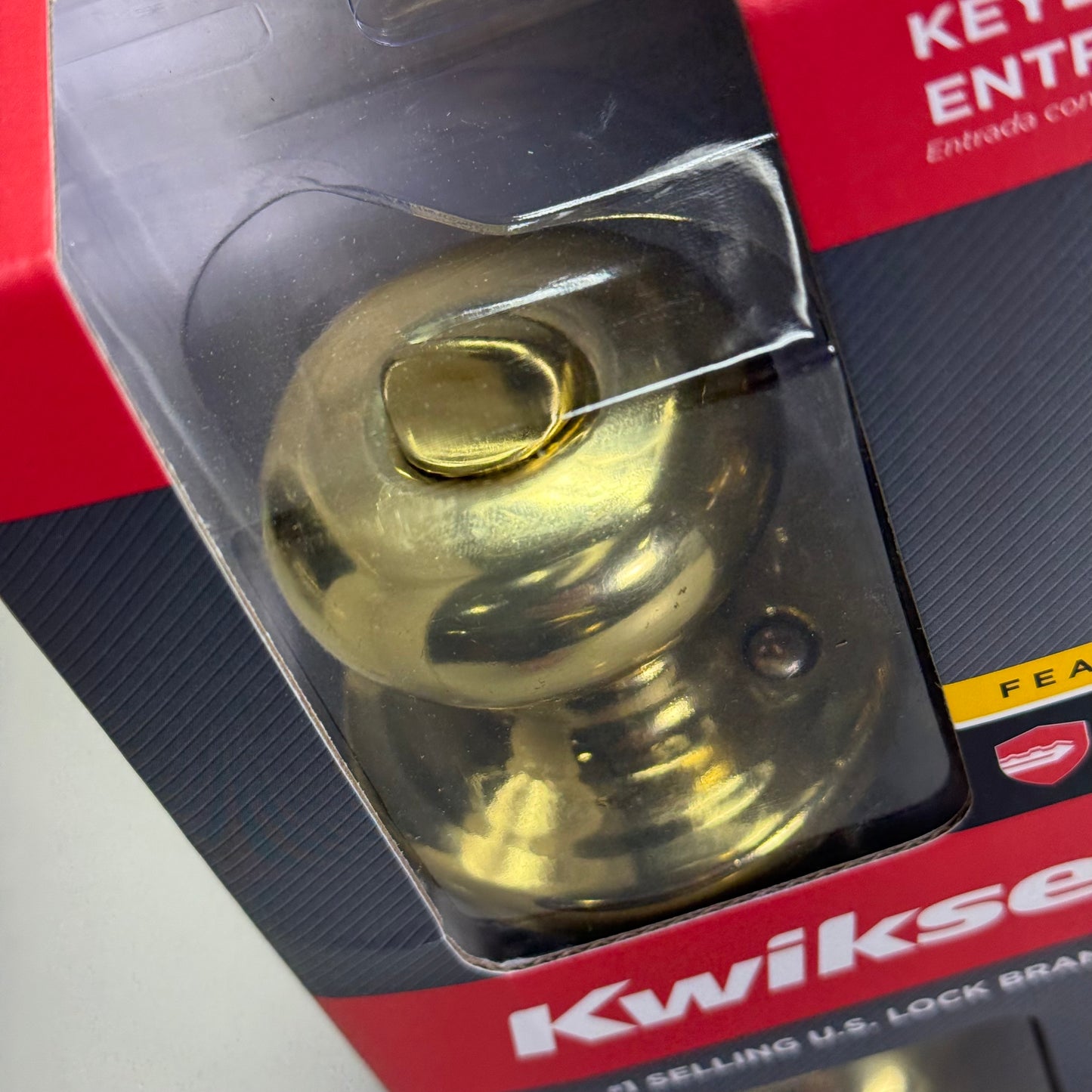 KWIKSET Door Knob Keyed Entry w/ Microban Polished Brass 97402-734