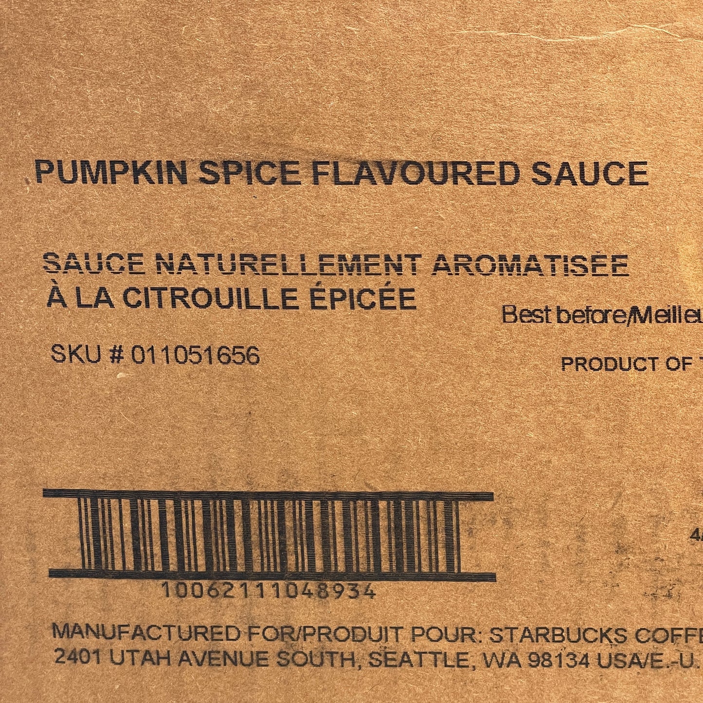 STARBUCKS Pumpkin Spice Flavored Sauce (1.86 L/bottle) BB 01/25