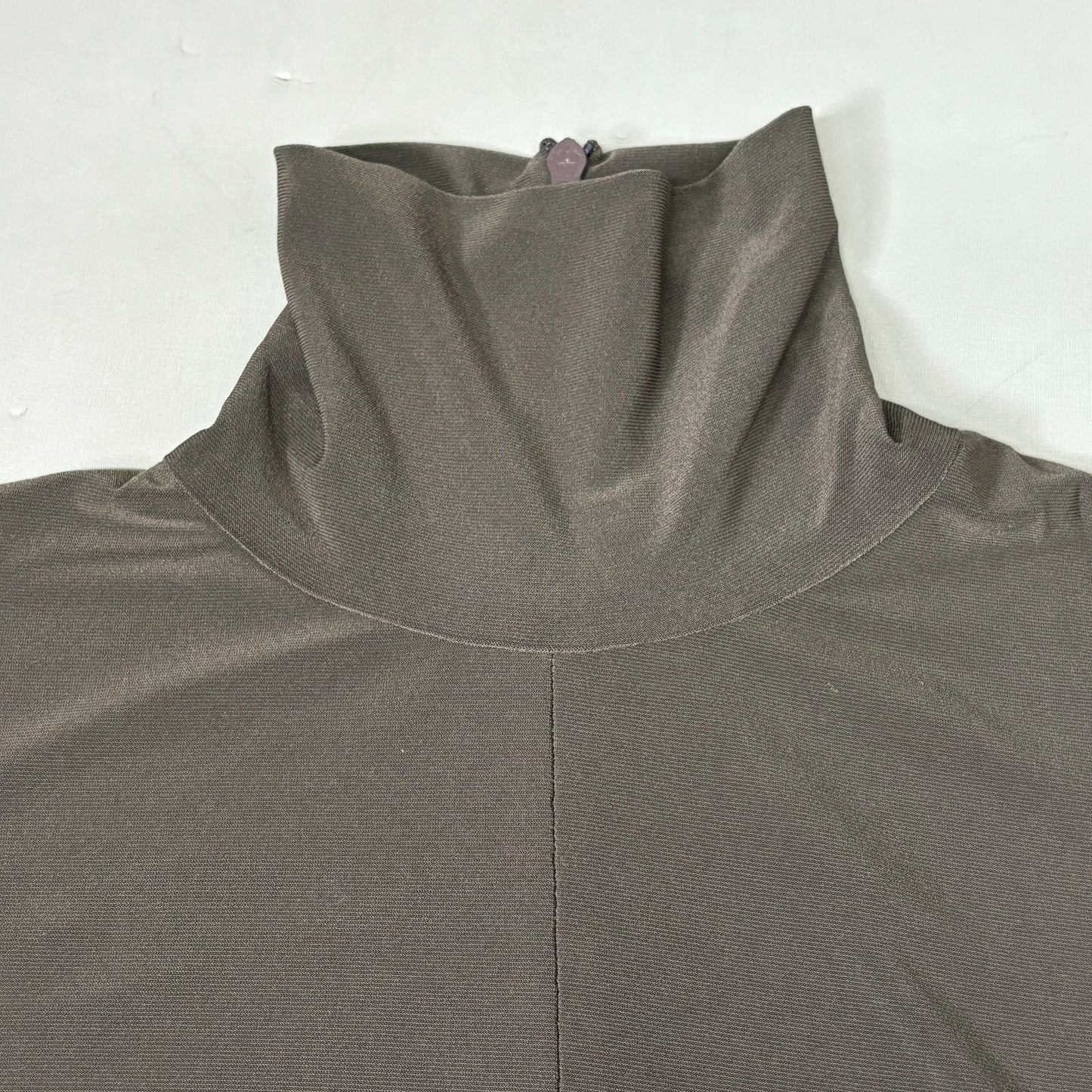 NORMA KAMALI Slim Fit Turtleneck Catsuit w/ Footsie Women's Sz XL/42 Chocolate