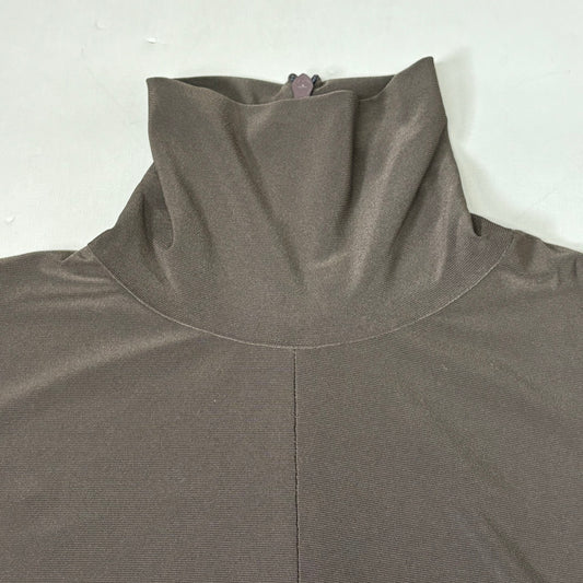 NORMA KAMALI Slim Fit Turtleneck Catsuit w/ Footsie Women's Sz XL/42 Chocolate