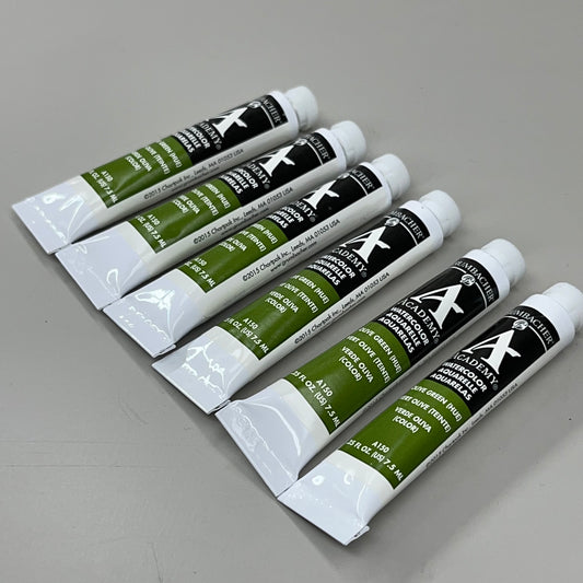 GRUMBACHER 6-PACK! Academy Watercolor Paint Olive Green .25 fl oz / 7.5 ml A150 (New)
