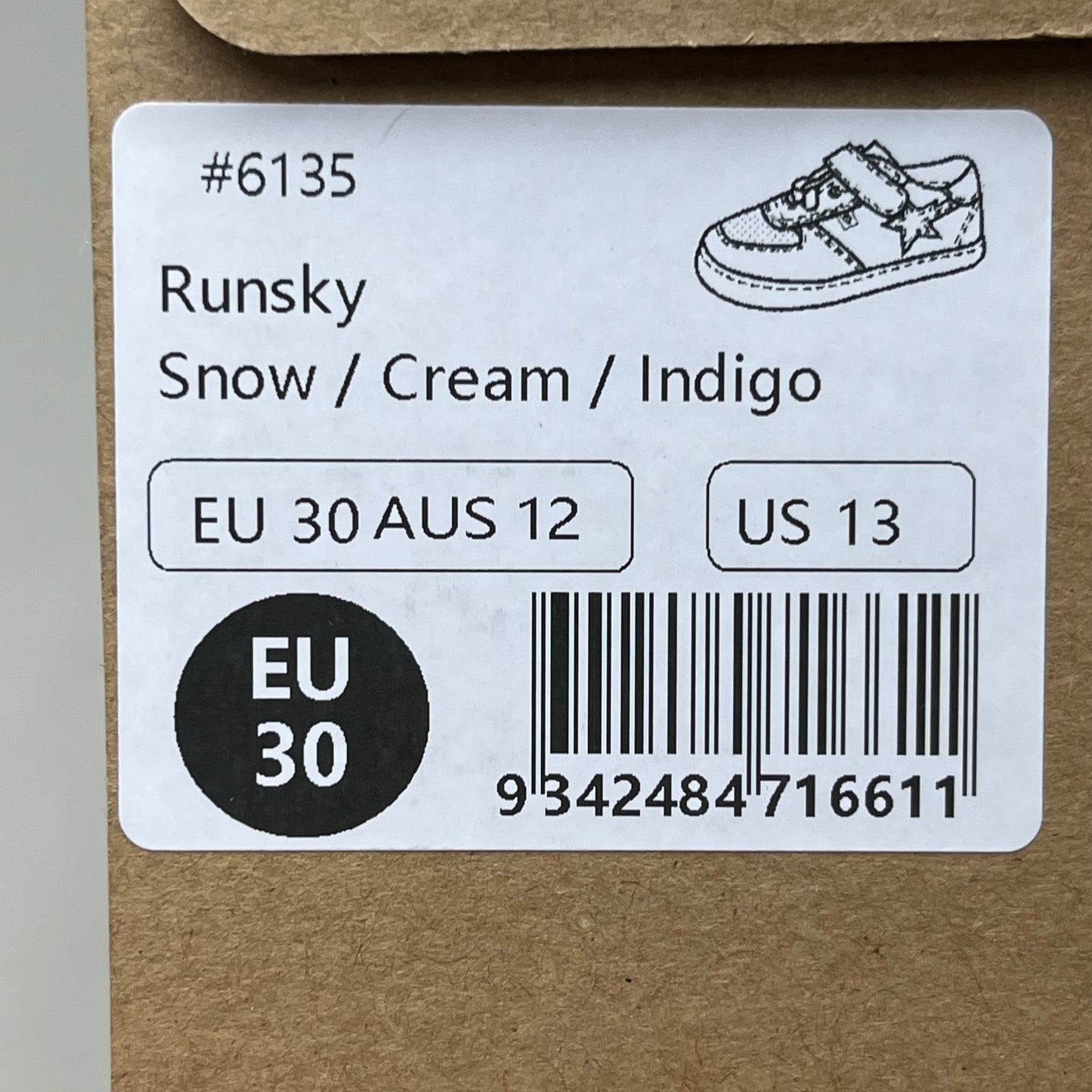 OLD SOLES Runsky Sneakers Leather Shoe Kid’s Sz 30 US 13 Cream/Indigo/Snow #6135