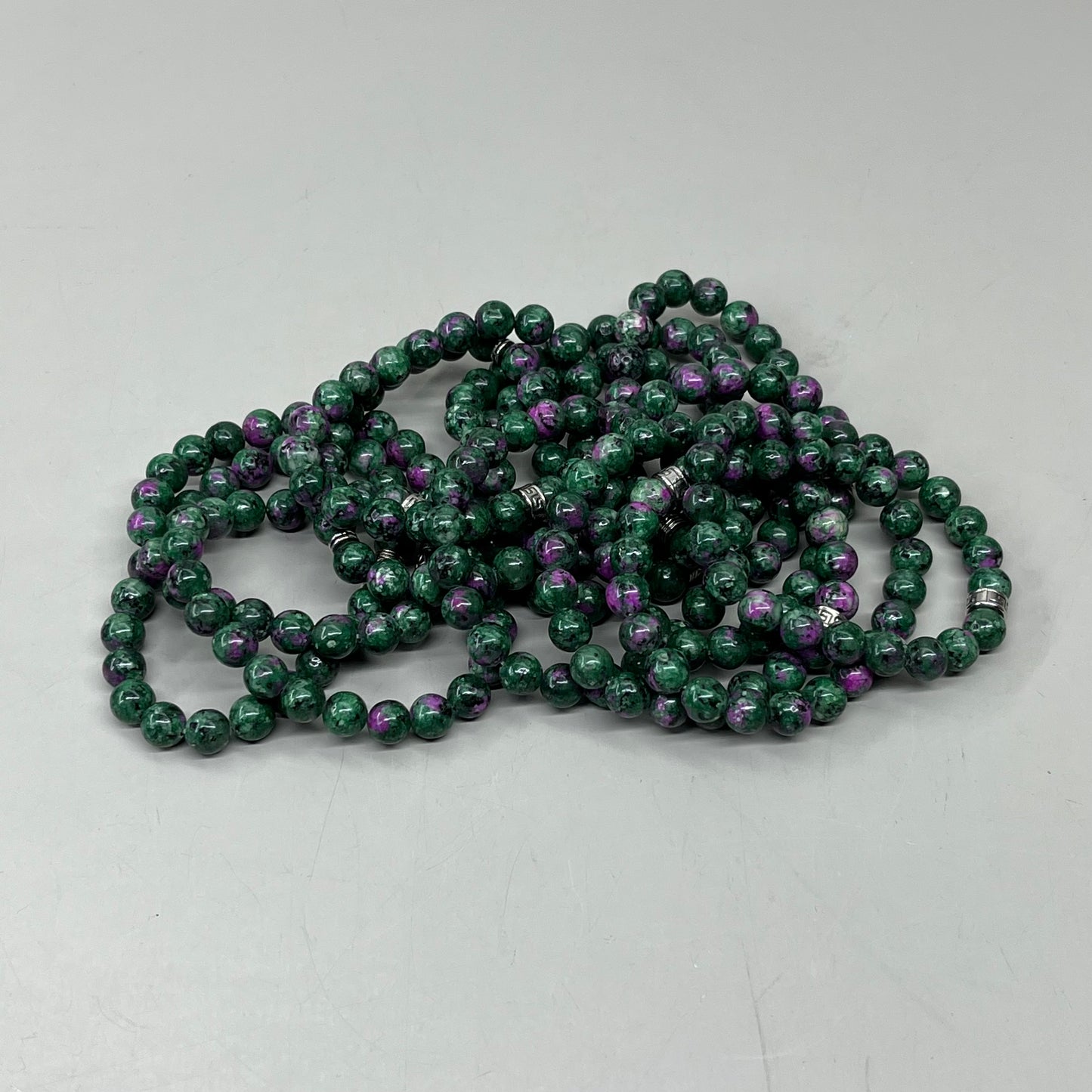 BEST WHOLESALE (12 PACK) Beaded Crystal Bracelets Silver Tree 3" Green/Purple