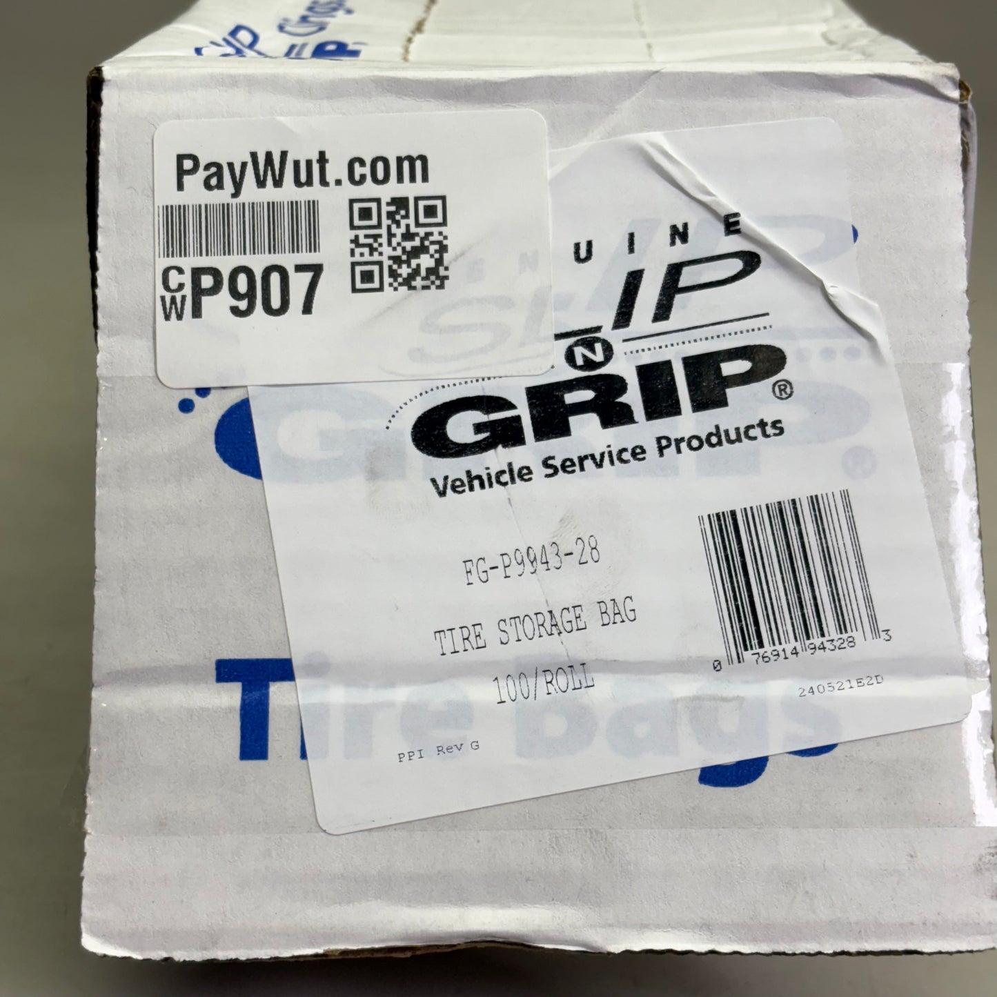 SLIP N GRIP (100 Pack) Tire Storage Bag, Multi-Layer, High Strength Plastic Film