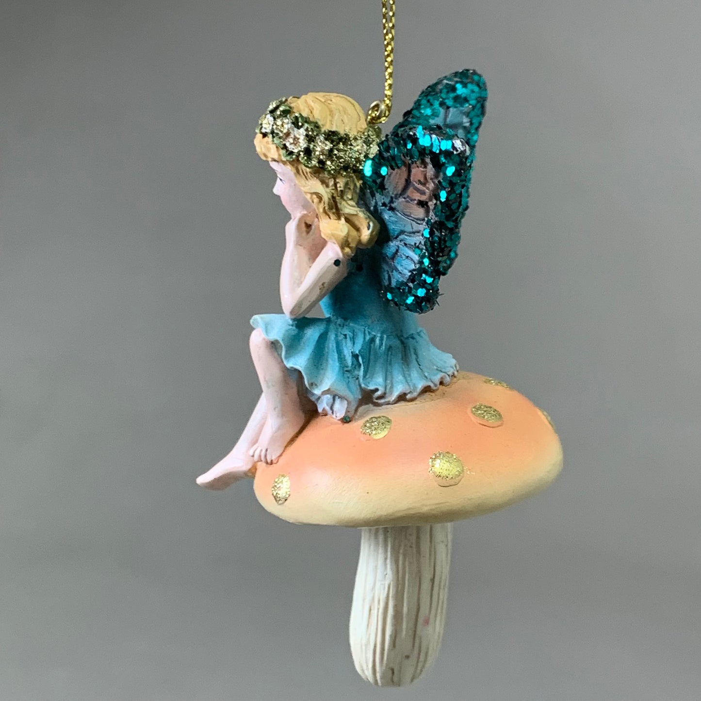 KURT S. ADLER (6 PACK) Fairy Blonde Sitting On Mushroom Christmas Ornament 4“ E0916