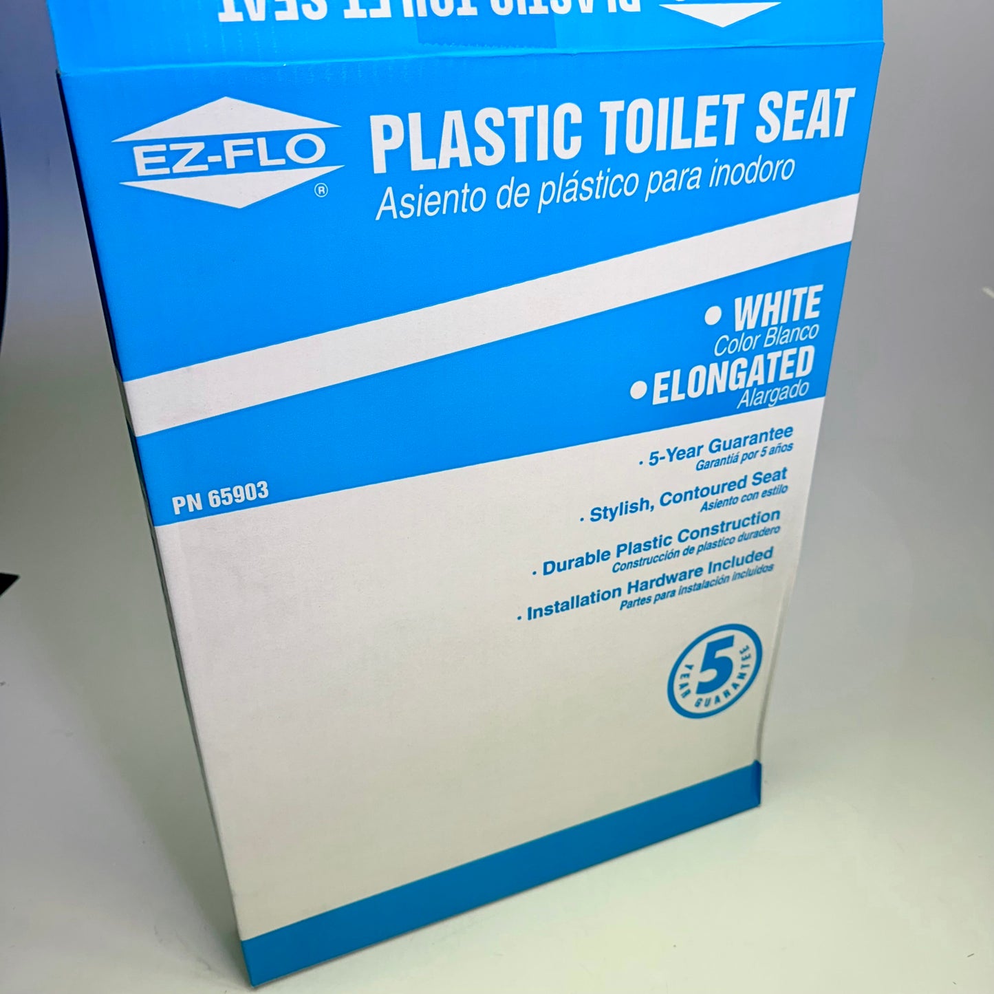 EZ-FLO Plastic Toilet Seat Elongated 14.25” x 18.5” White 65903