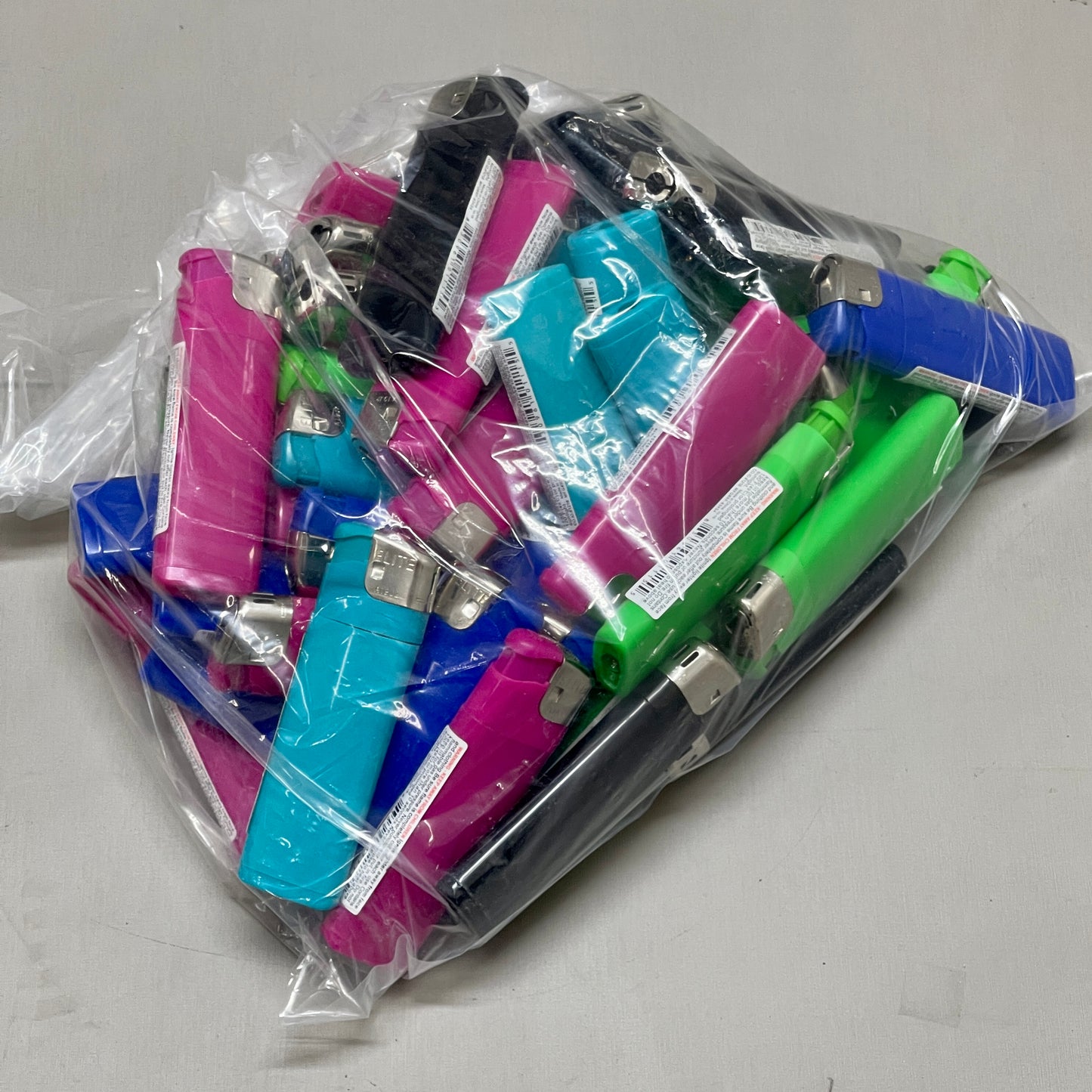 ZA@ ELITE BRANDS 50-Pack Elite Electronic Lighter Refillable Multi-Color (AS-IS, Bagged)