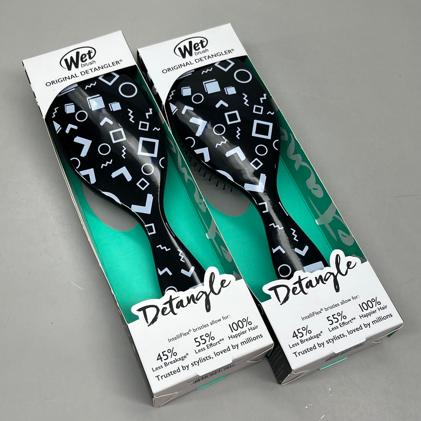 WET BRUSH (2-PACK!) Original Detangler Hipster Assortment Black GYZWR830HIPS