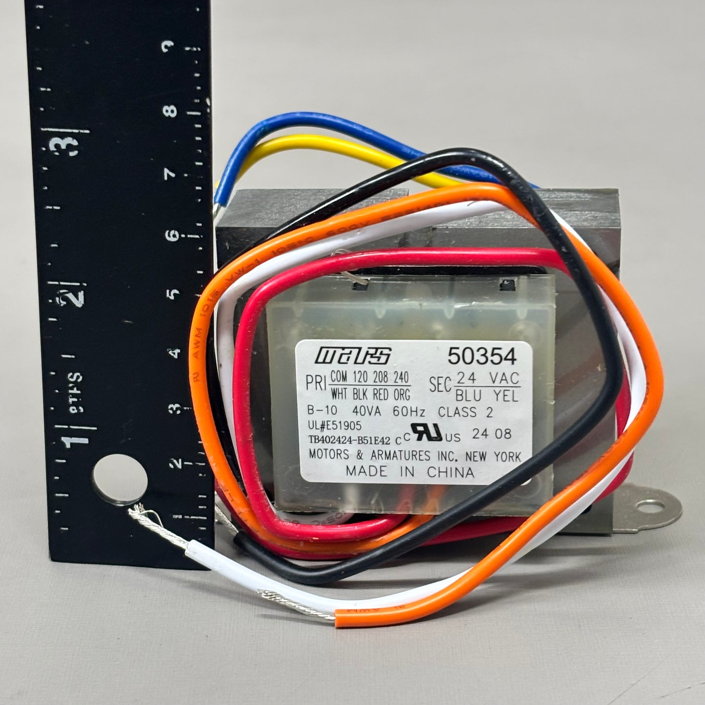 MARS JARD 40VA Control Transformer NEMA Class II Input Voltage 120/208/240 50354