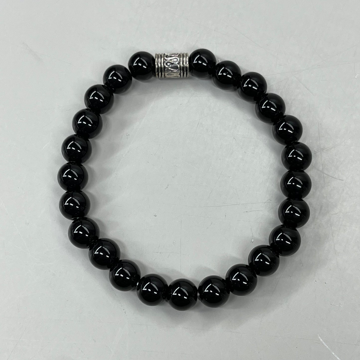 BEST WHOLESALE 6-PACK! Beaded Black Crystal Bracelets 3" Silver Jewel New