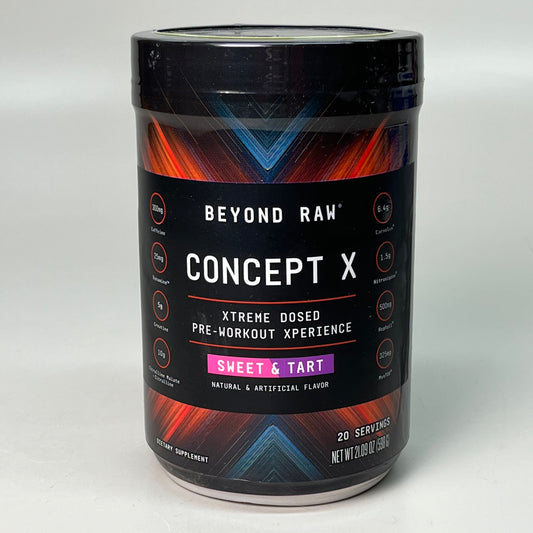 BEYOND RAW Concept X Xtreme Pre-Workout Sweet & Tart 21.09 oz. 598g 364424 (New)