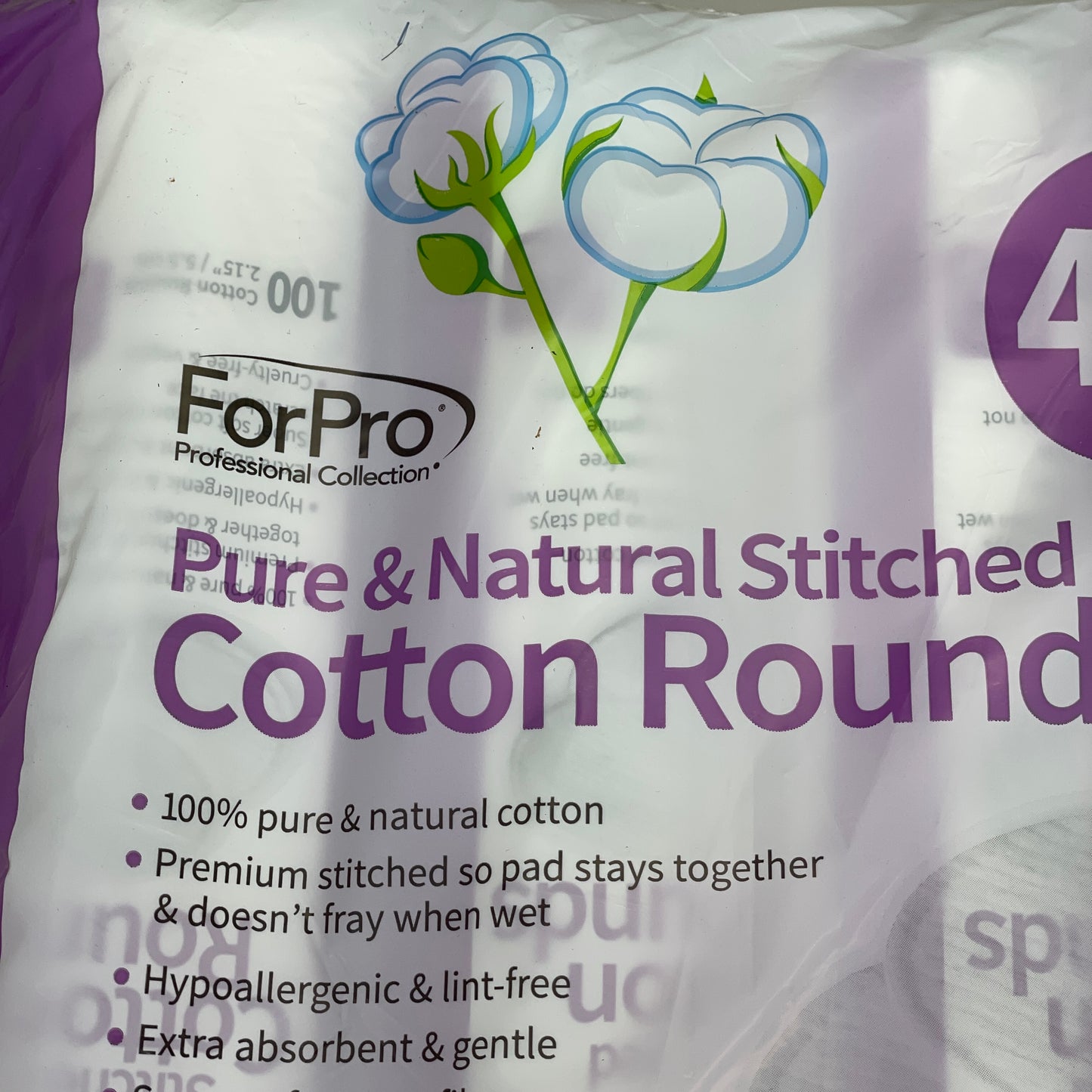 FORPRO (2 PACK) Pure & Natural Stitched Cotton Rounds 400 Rounds Per Pack 110536