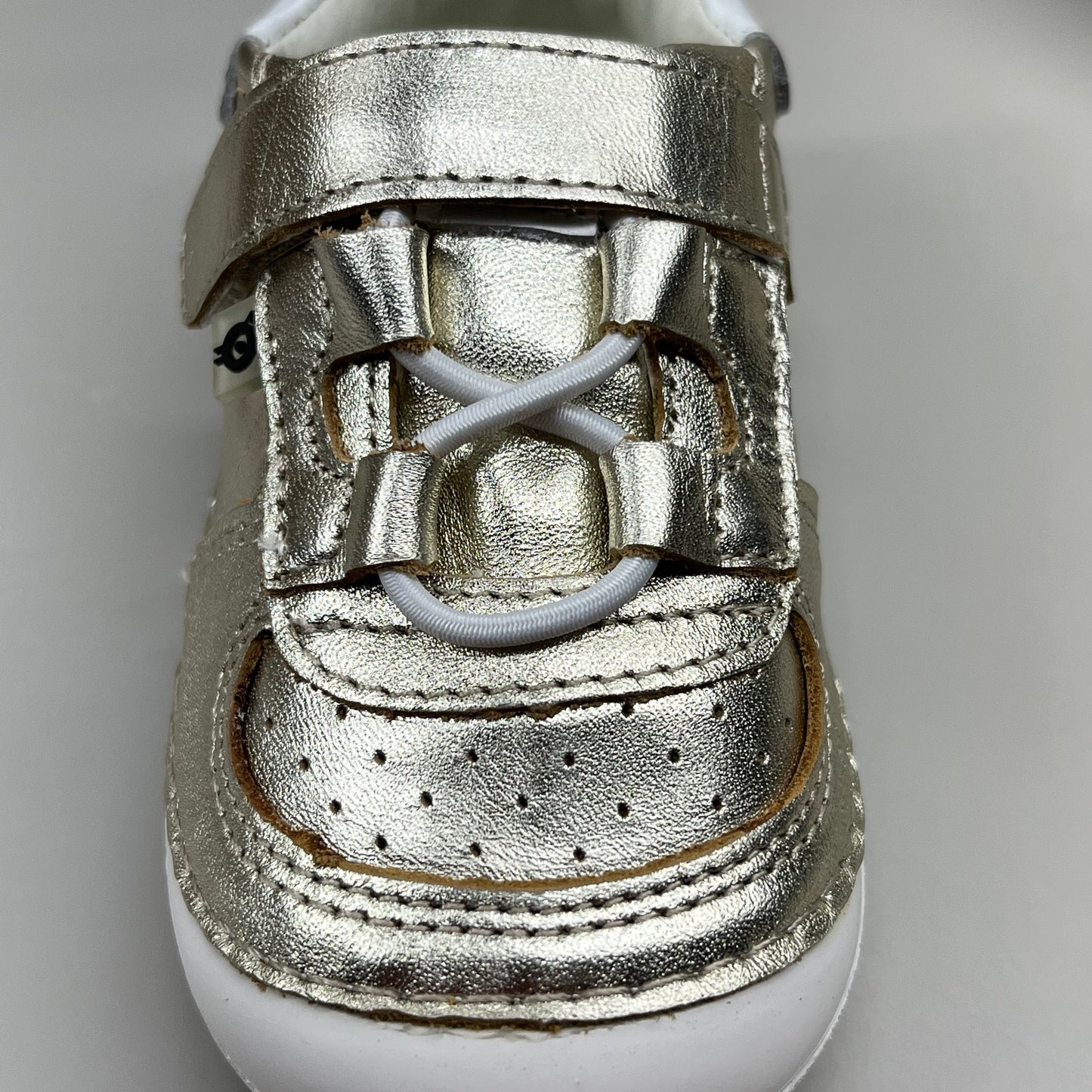 OLD SOLES Baby Rebel Pave Leather Shoe Sz 25 US 9 Gold/White #4090