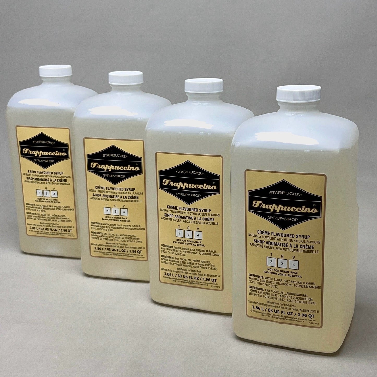 ZA@ STARBUCKS (4 PACK) Frappuccino Creme Flavored Syrup (1.86 L/bottle) BB 01/26