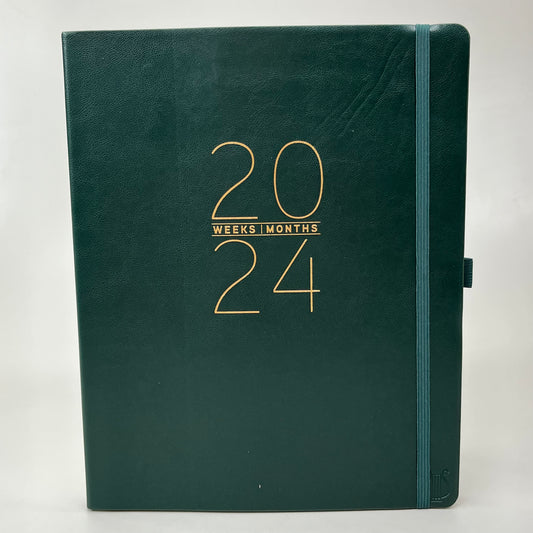 GRAPHIQUE Apollo Vegan Leather 2024 Planner Journal 18 Months 8"x10" Green PU802424