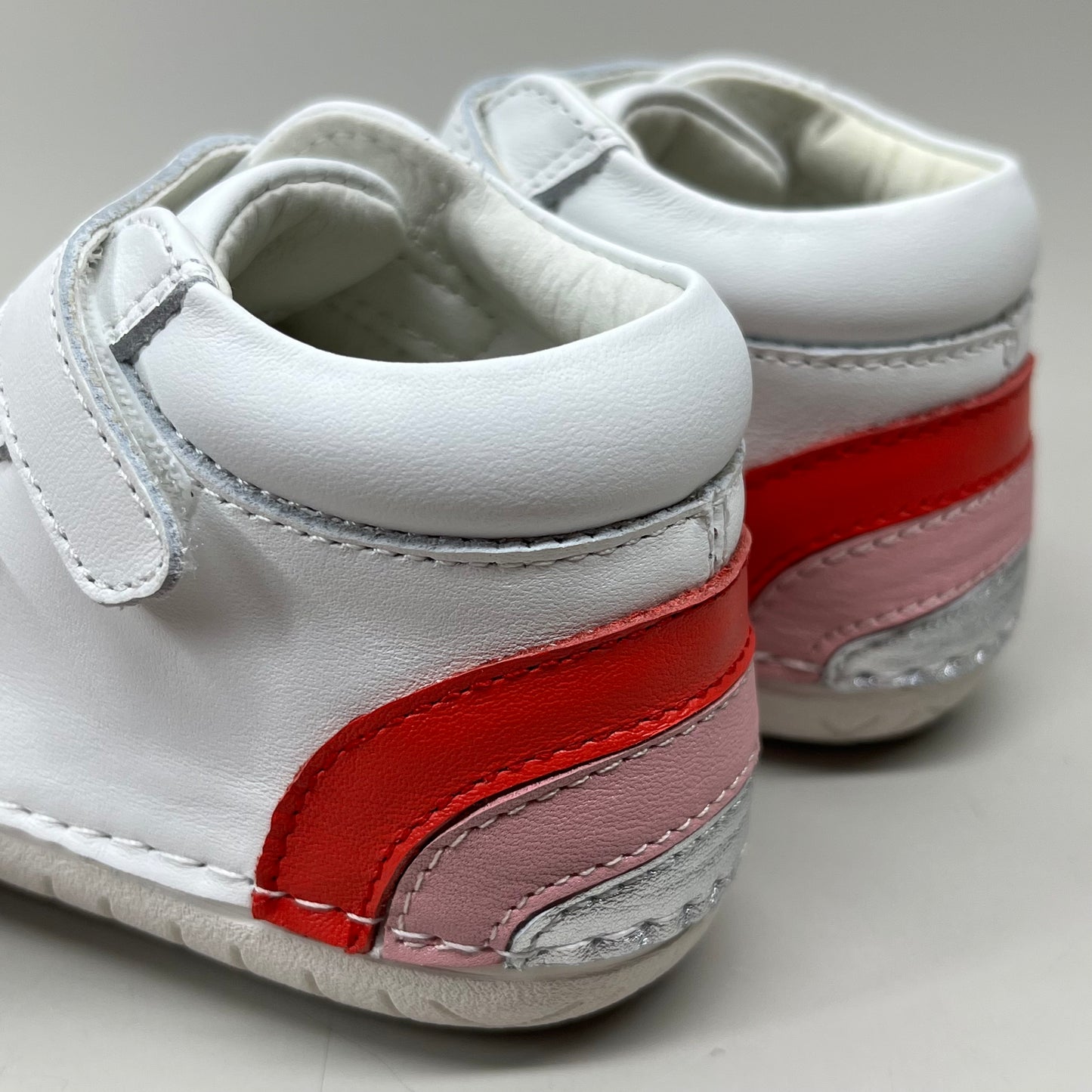 OLD SOLES Baby Champster Leather Shoe Sz 20 US 4 Snow/Red/ Pink/Silver #4091