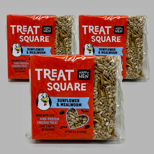 HAPPY HEN (3 PACK) Treat Square Mealworm & Sunflower 6.5 oz 855297003285