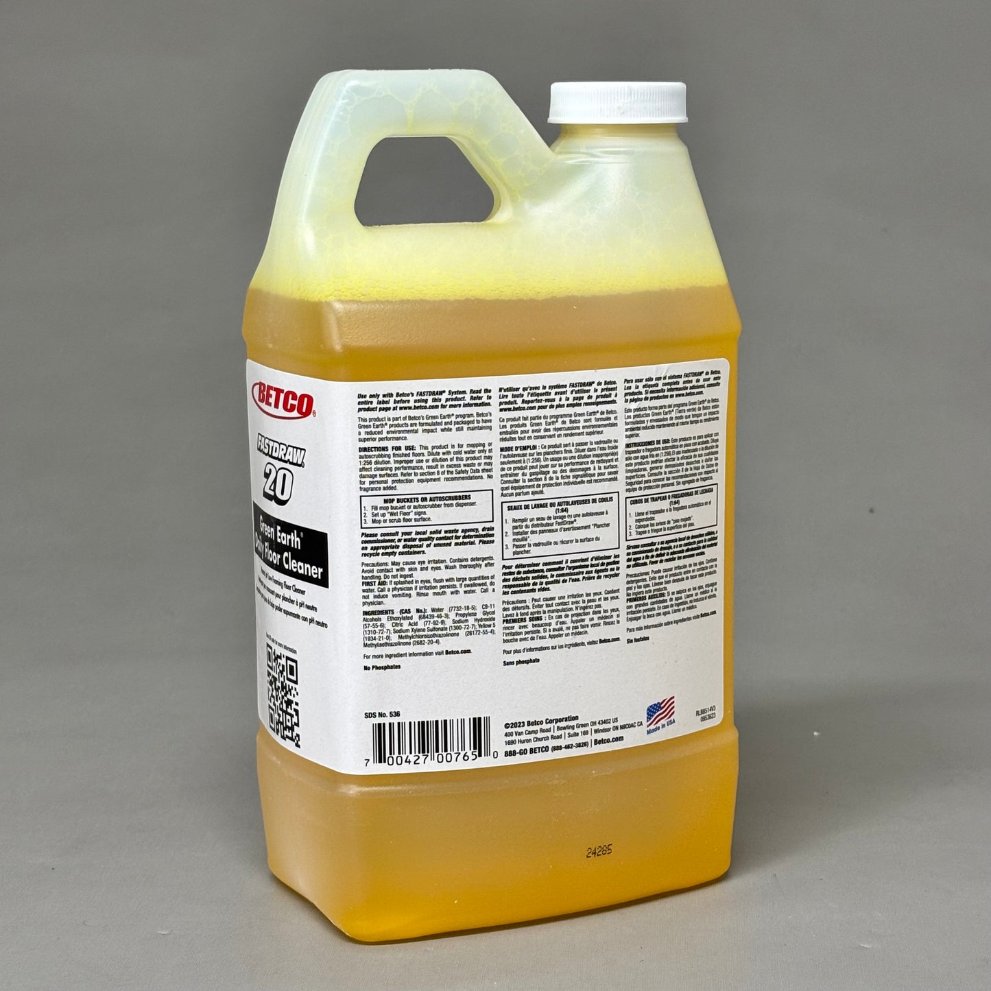 BETCO (4 PACK, 2 LITER EACH) Green Earth Daily Floor Cleaner Fastdraw 20 53647