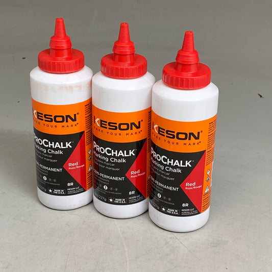 KRAFT TOOL CO (3 Pack) Glo-Red Chalk 8 oz. GG305