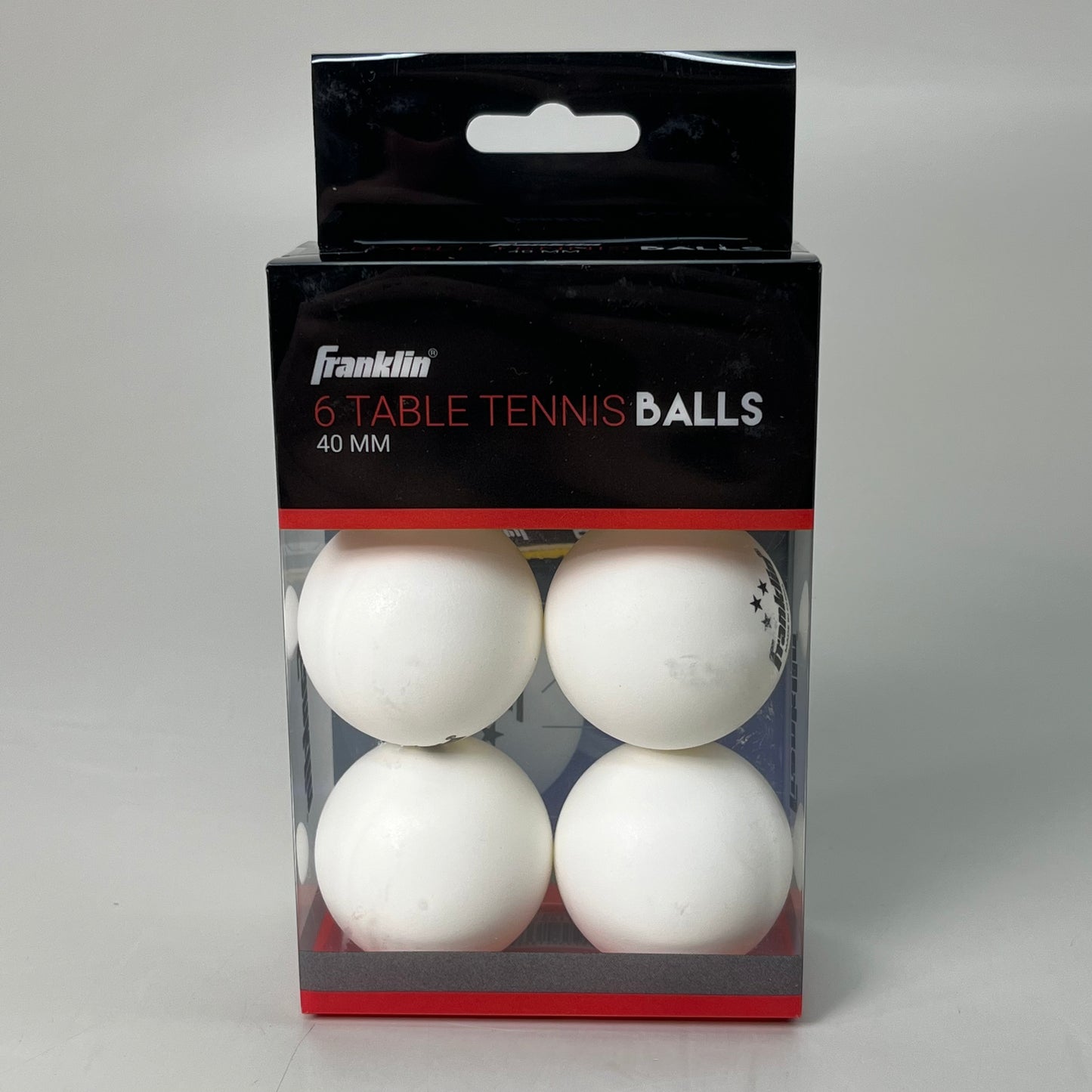 FRANKLIN (24 TOTAL BALLS) 3 Star Table Tennis Balls Ping Pong 40mm White 57102