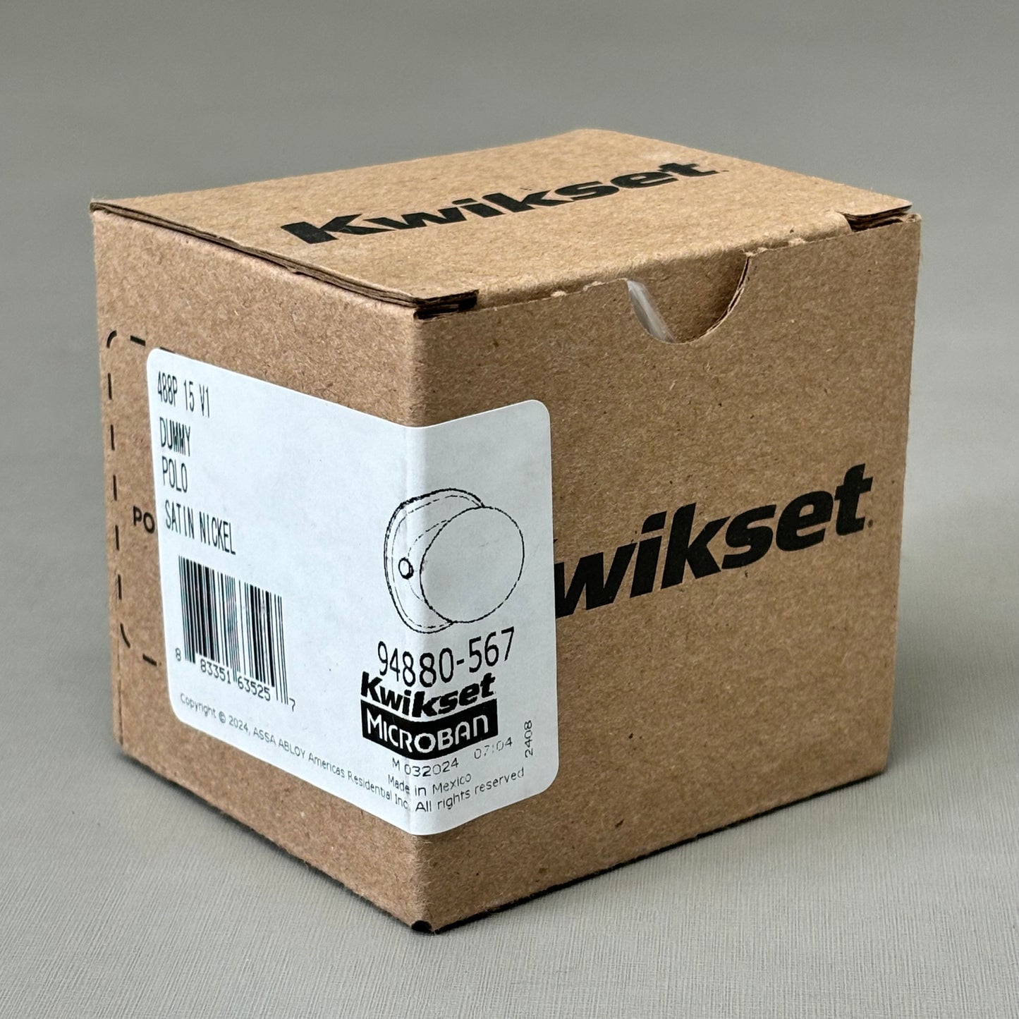 KWIKSET Polo Dummy Door Knob Single Sided Handle Satin Nickel 488P-15