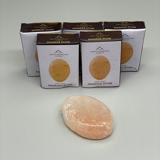 PURE HIMALAYAN SALT WORKS (6 PK) Flat Oval Pink Salt Massage Stones 308497