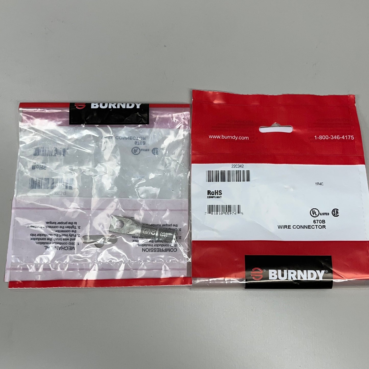 BURNDY 2-PACK! Wire Connector 2" Silver YA4C (New)