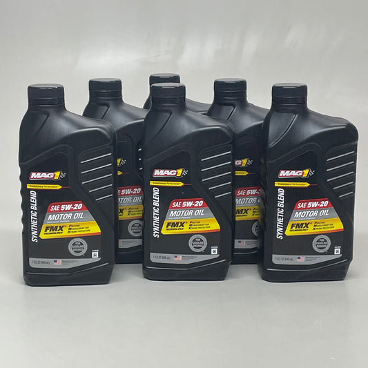 ZA@  MAG1  (6 PACK) Synthetic Blend SAE 5W-20 Motor Oil 1 QT BB 10/2025