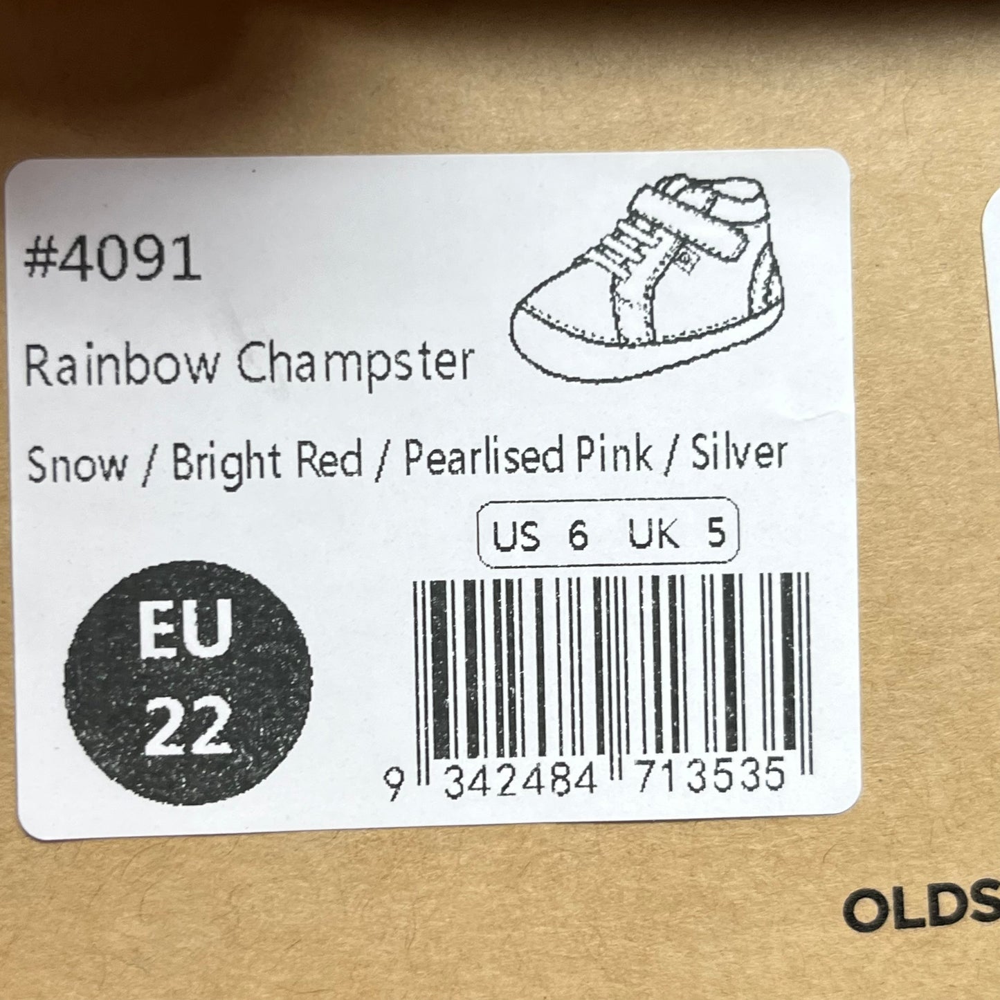 OLD SOLES Baby Champster Leather Shoe Sz 22 US 6 Snow/Red/ Pink/Silver #4091