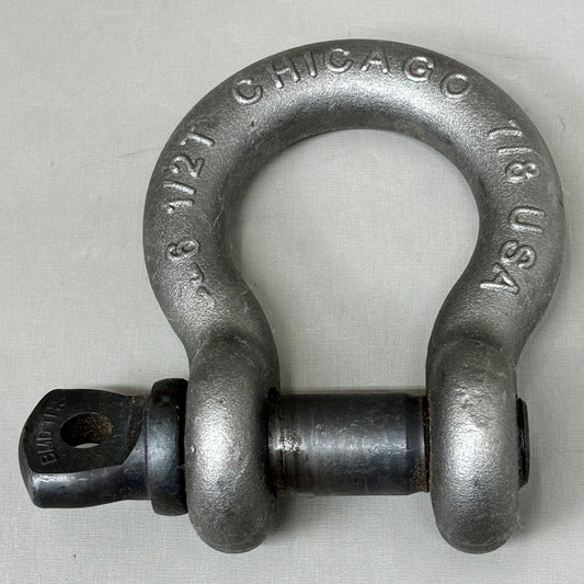 CHICAGO HARDWARE Bolt Type Anchor Shackles Galvanized 6-1/2 Ton 7/8" 200455