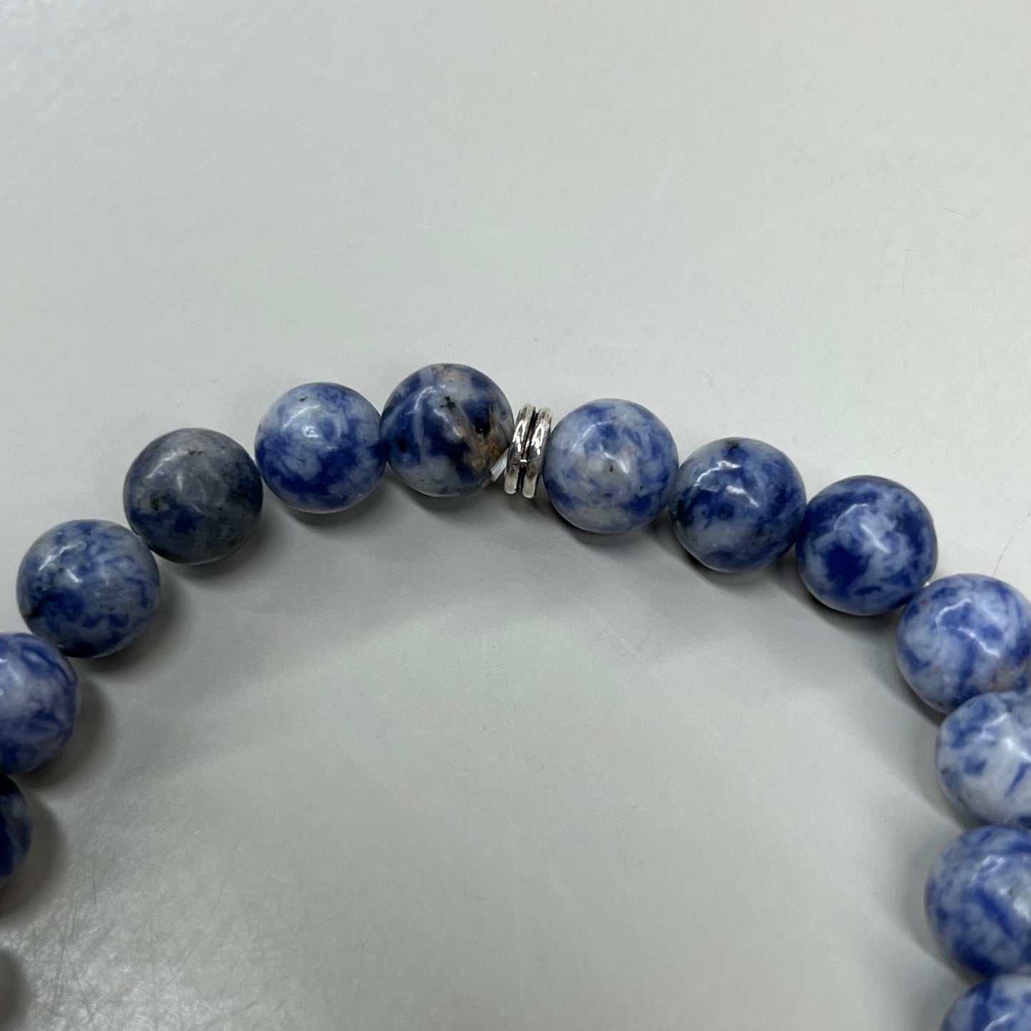 BEST WHOLESALE 6-PACK! Blue Marbled Beaded Crystal Bracelets 3" New