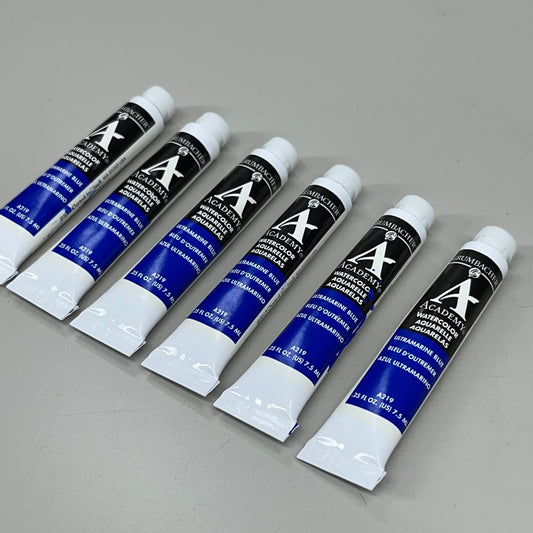 GRUMBACHER 6-PACK! Academy Watercolor Paint Ultra Blue .25 fl oz / 7.5 ml 0822 (New)