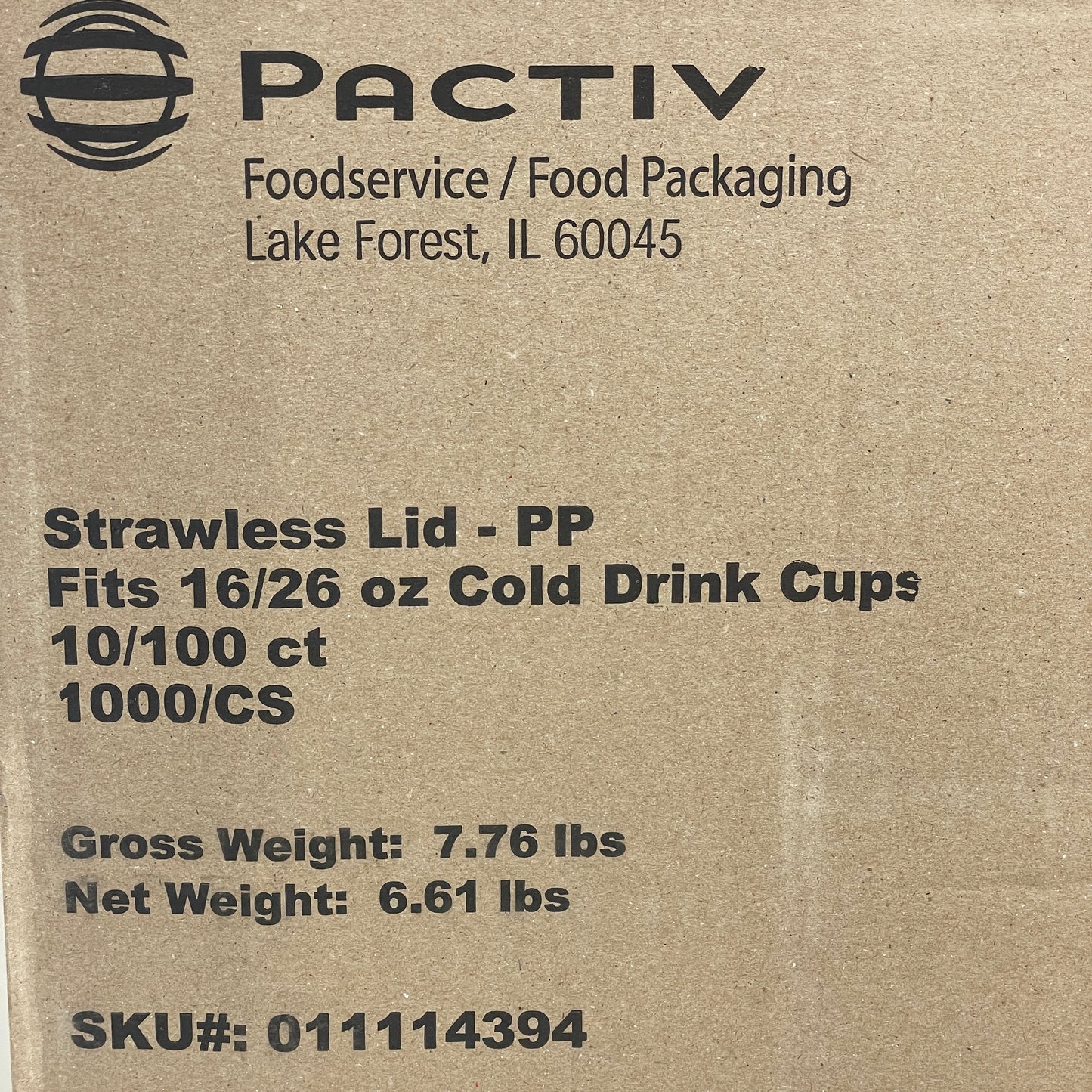 1,000-PK PACTIV Strawless Lid 16/26 oz Cold Cups 011114394