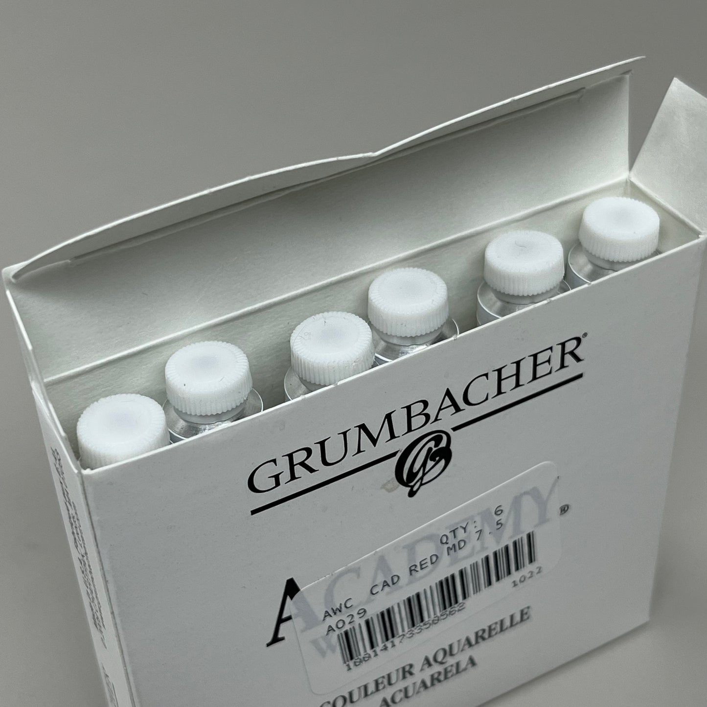 GRUMBACHER 6-PACK! Watercolor Paint Academy Cad Red MD .25 fl oz / 7.5 ml A029 (New)