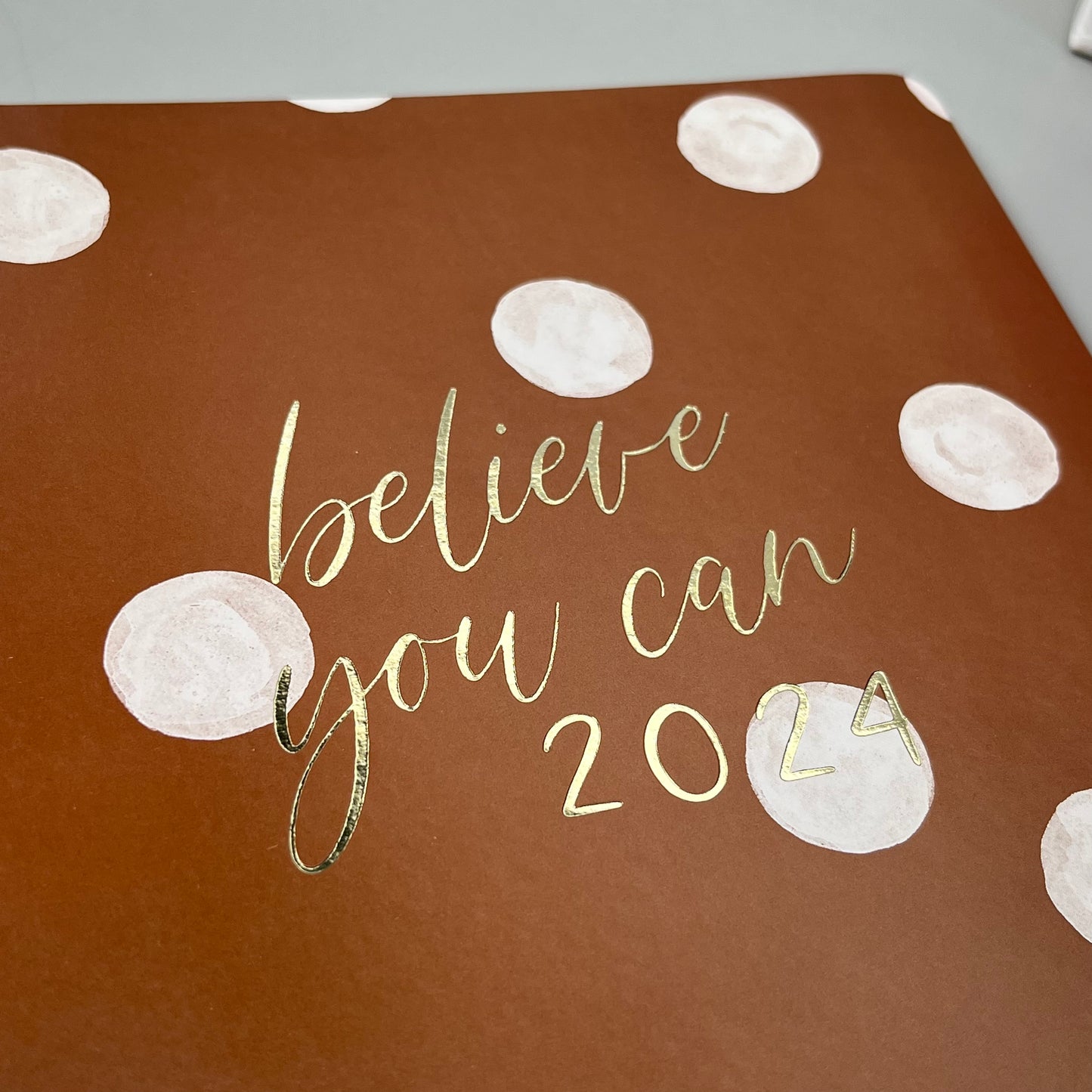 GRAPHIQUE Polka-Dot Believe 2024 Planner Journal 18 Months 8"x10" Brown PUW01524