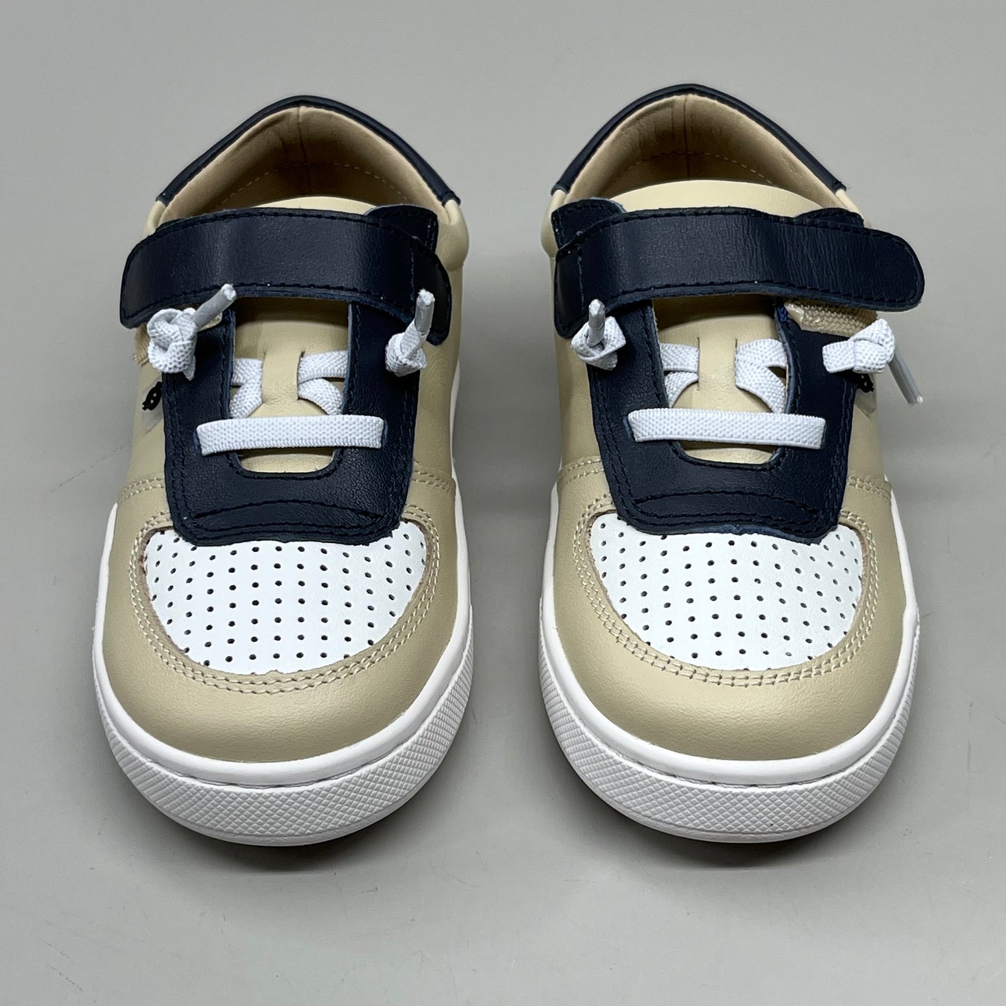 OLD SOLES Runsky Sneakers Leather Shoe Kid’s Sz 26 US 9.5 Cream/Navy/Snow #6135