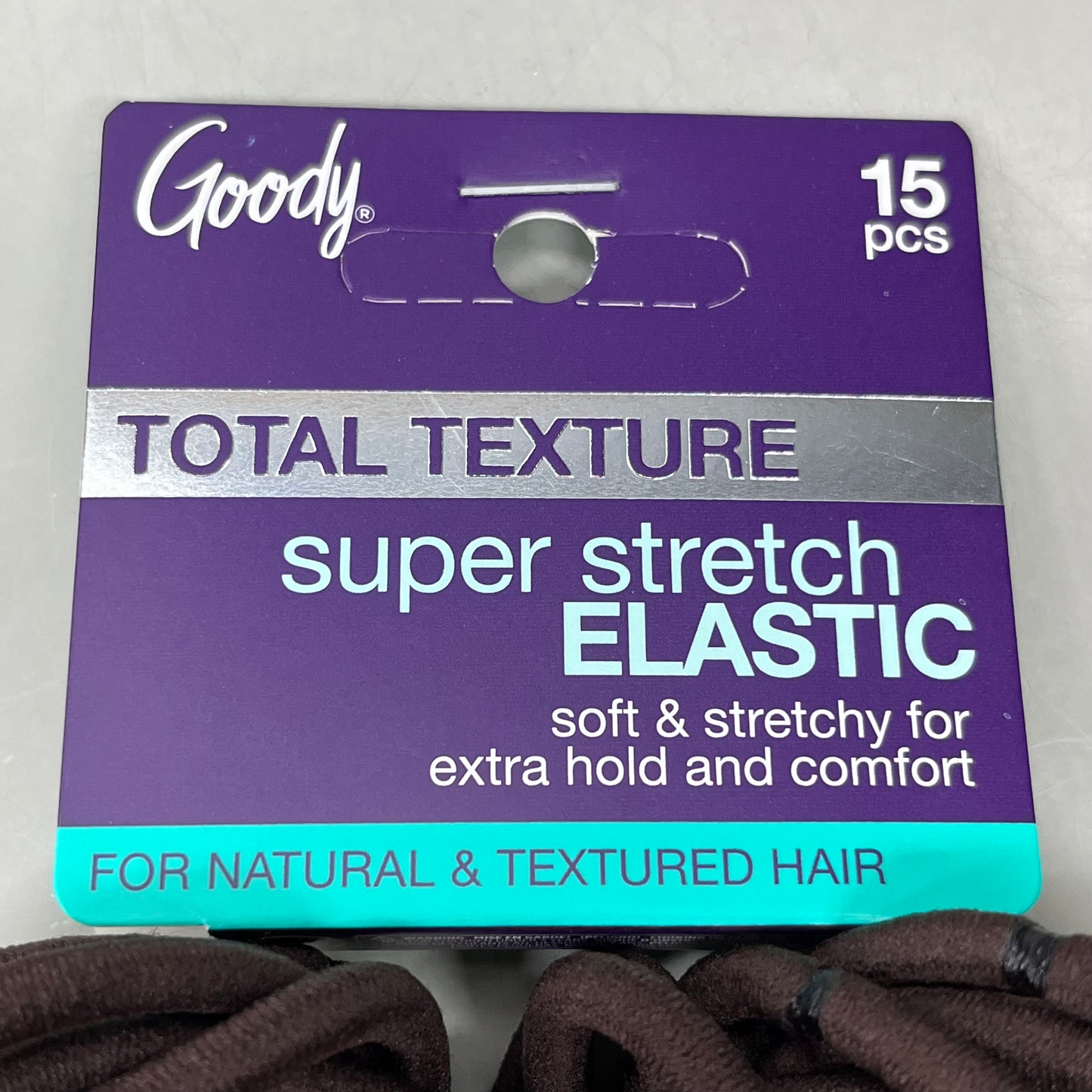 GOODY 3 Sets of 15! Super Stretch Elastic for Natural/Thick Hair 45 CT Brown 3001163 (New)