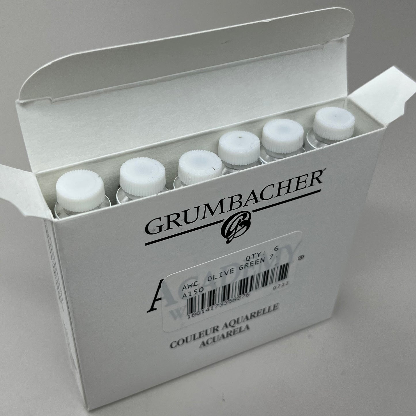 GRUMBACHER 6-PACK! Academy Watercolor Paint Olive Green .25 fl oz / 7.5 ml A150 (New)