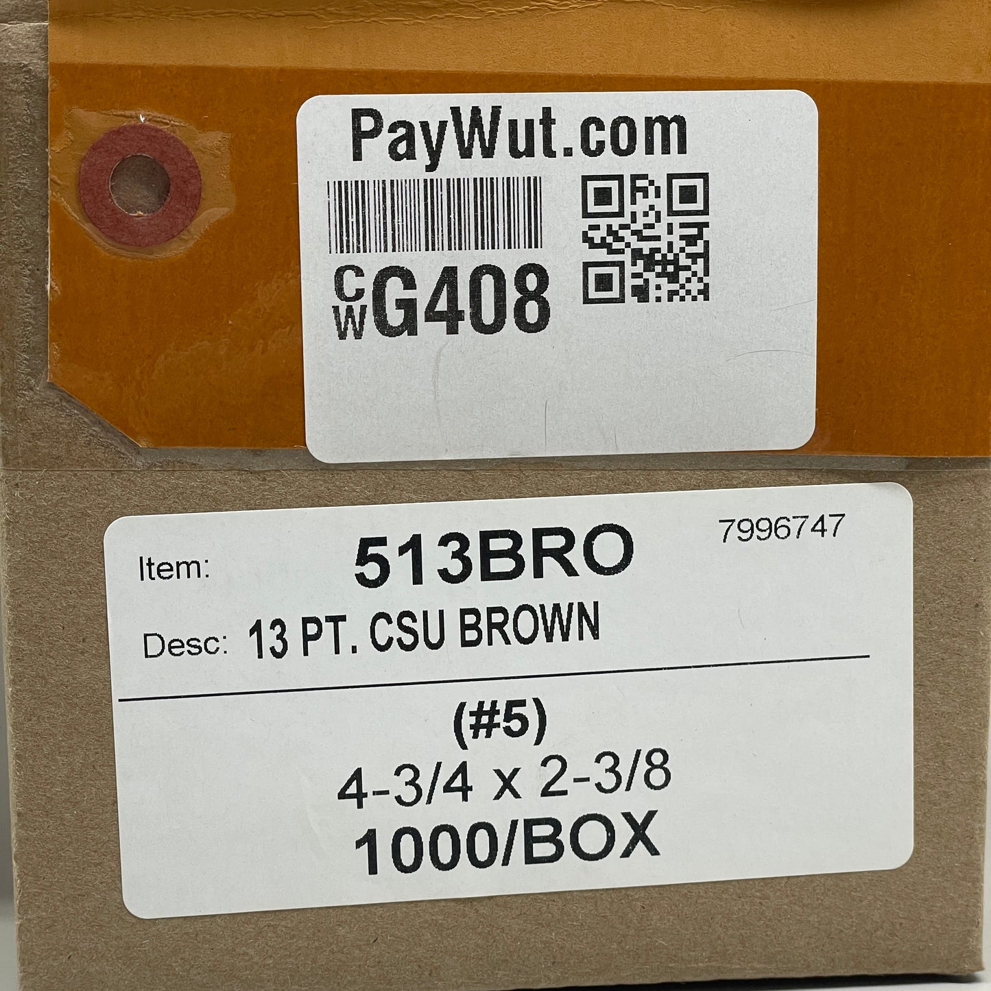 1,000 Shipping Hang Tags Brown 13 Pt. Cardstock 4 3/4" x 2 3/8" 513BRO