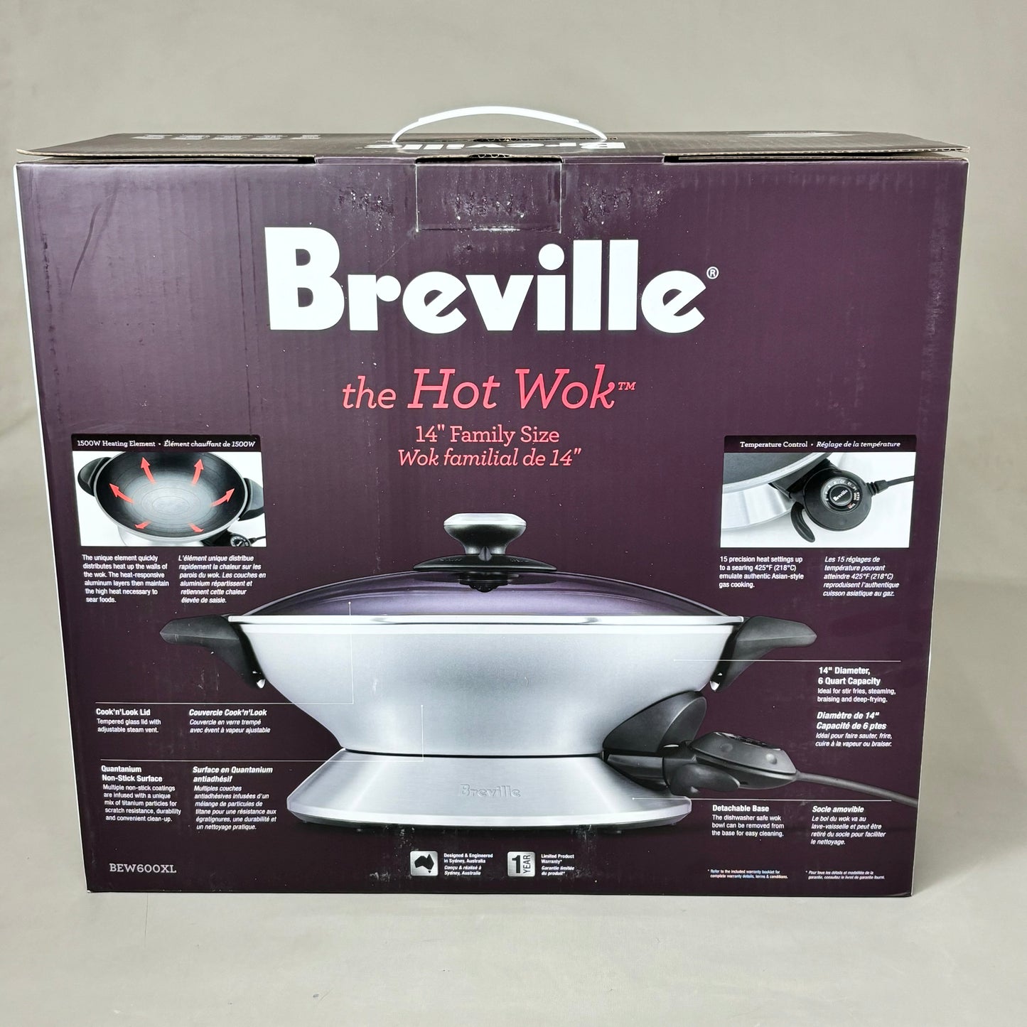 BREVILLE The Hot Electric Wok One Size Grey