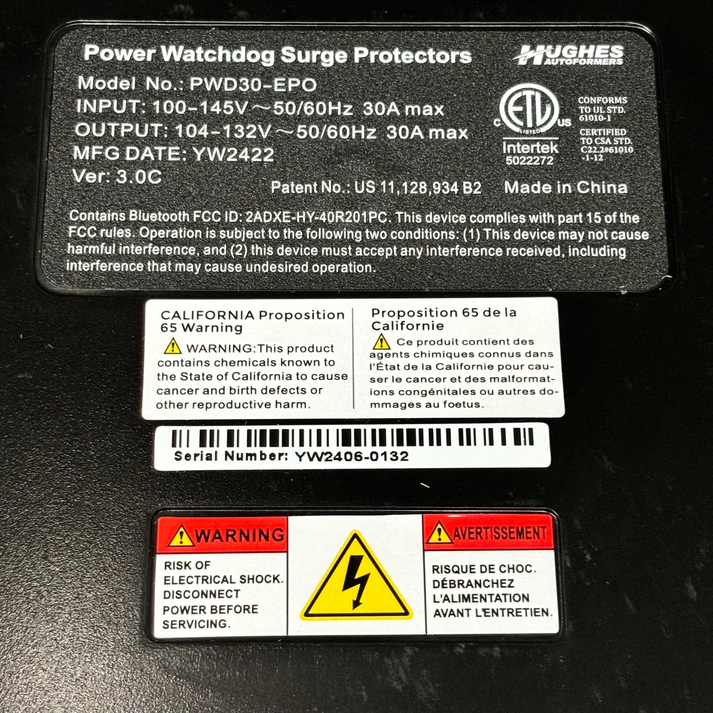 HUGHES AUTOFORMERS Power Watch Dog Smart RV Surge Protector 30 AMP 31" PED30EPO