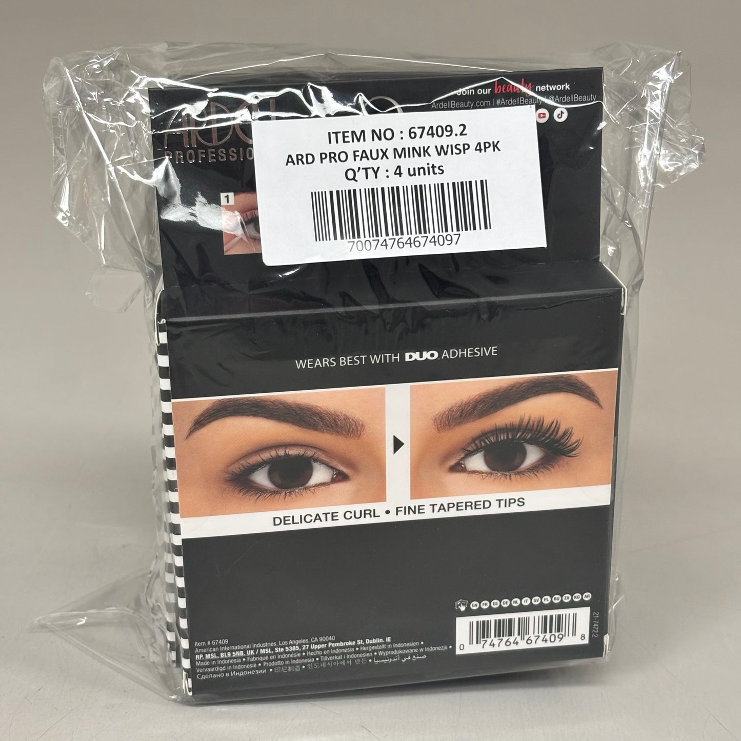 ARDELL (2 PACK, 4 PAIRS EACH) Fauxmink Wispies Lashes Lightweight Knot-Free