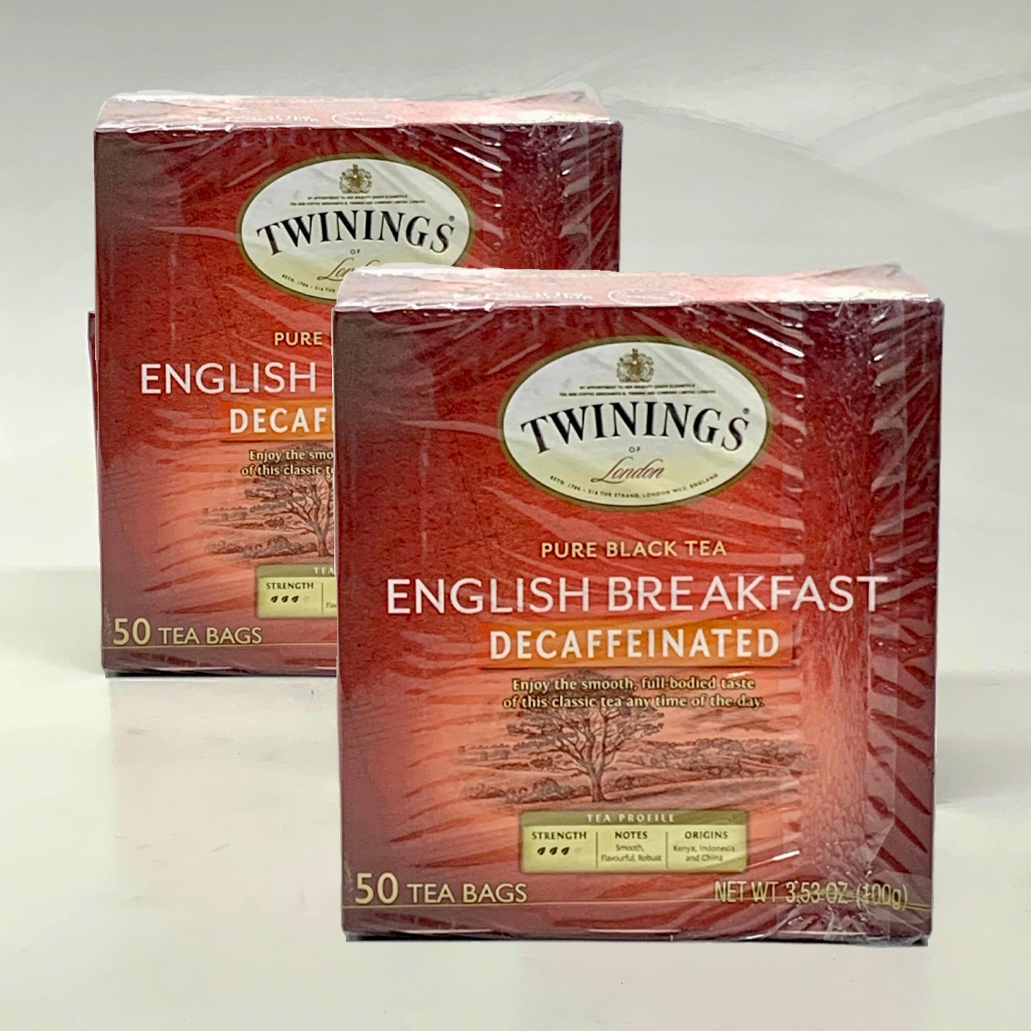 TWININGS (2 PACK) 100 Bags English Breakfast Decaffeinated Pure Black Tea BB 05/2025