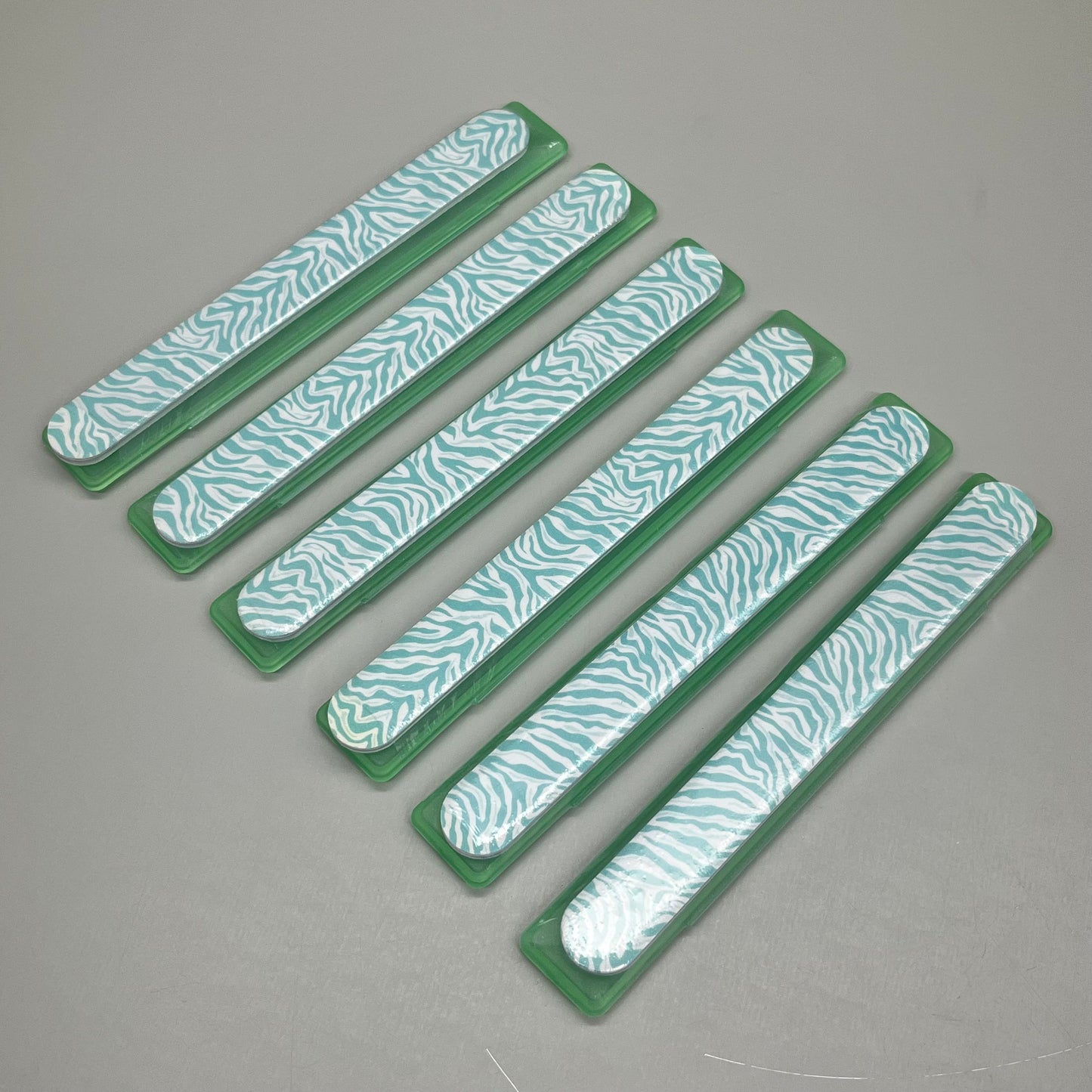 WALGREENS (6 PACK!) Nail File With Case 7 1/2" Green Zebra WIC 924935