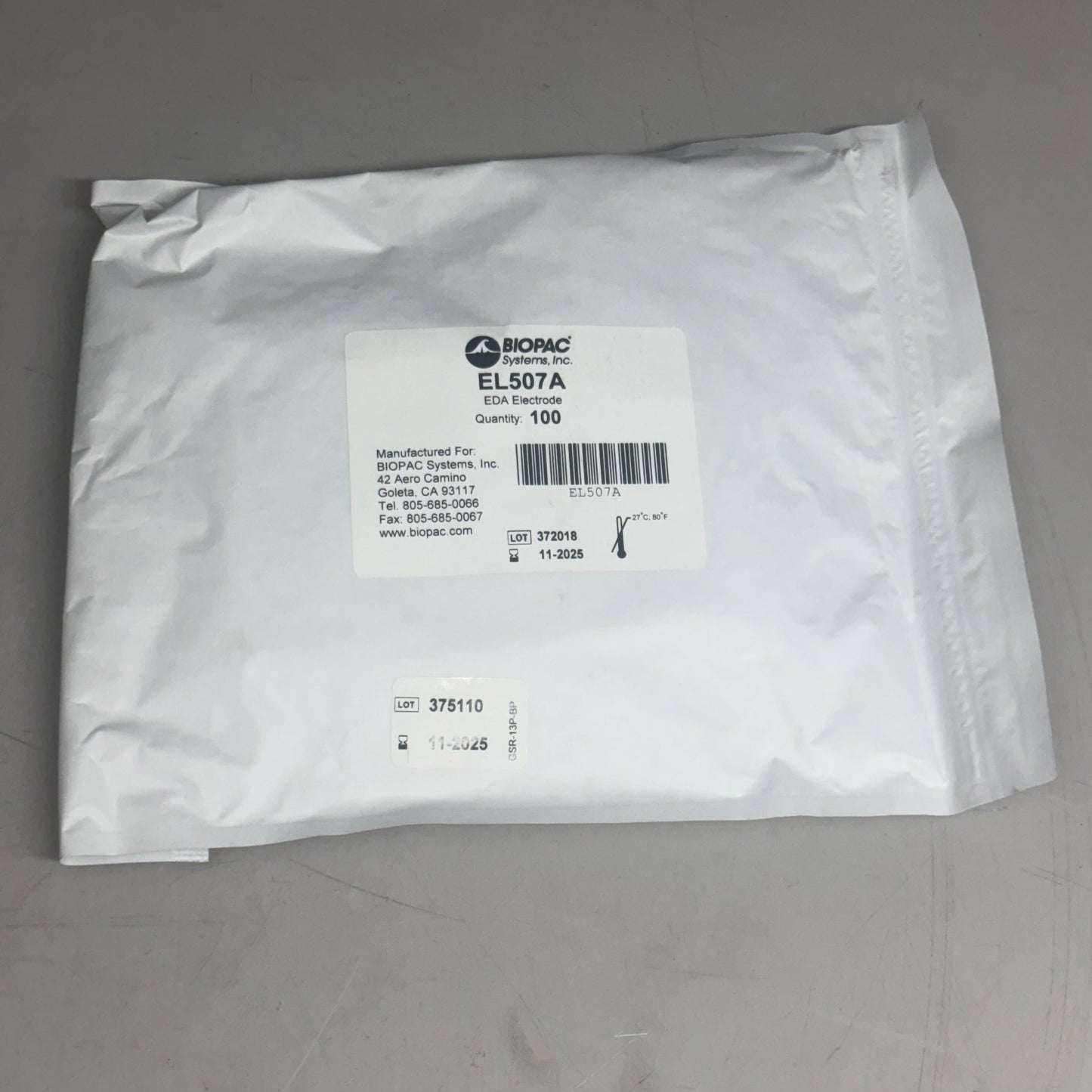BIOPAC SYTEMS INC. () EDA Electrode 100 electrodes EL507A