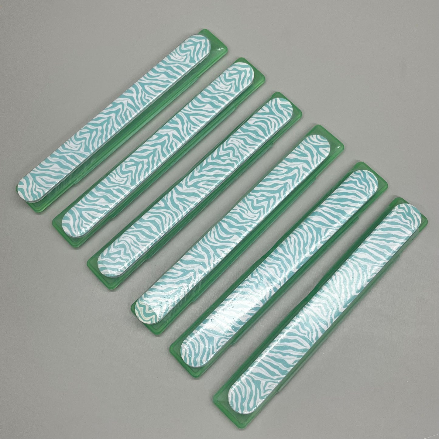 WALGREENS (6 PACK!) Nail File With Case 7 1/2" Green Zebra WIC 924935