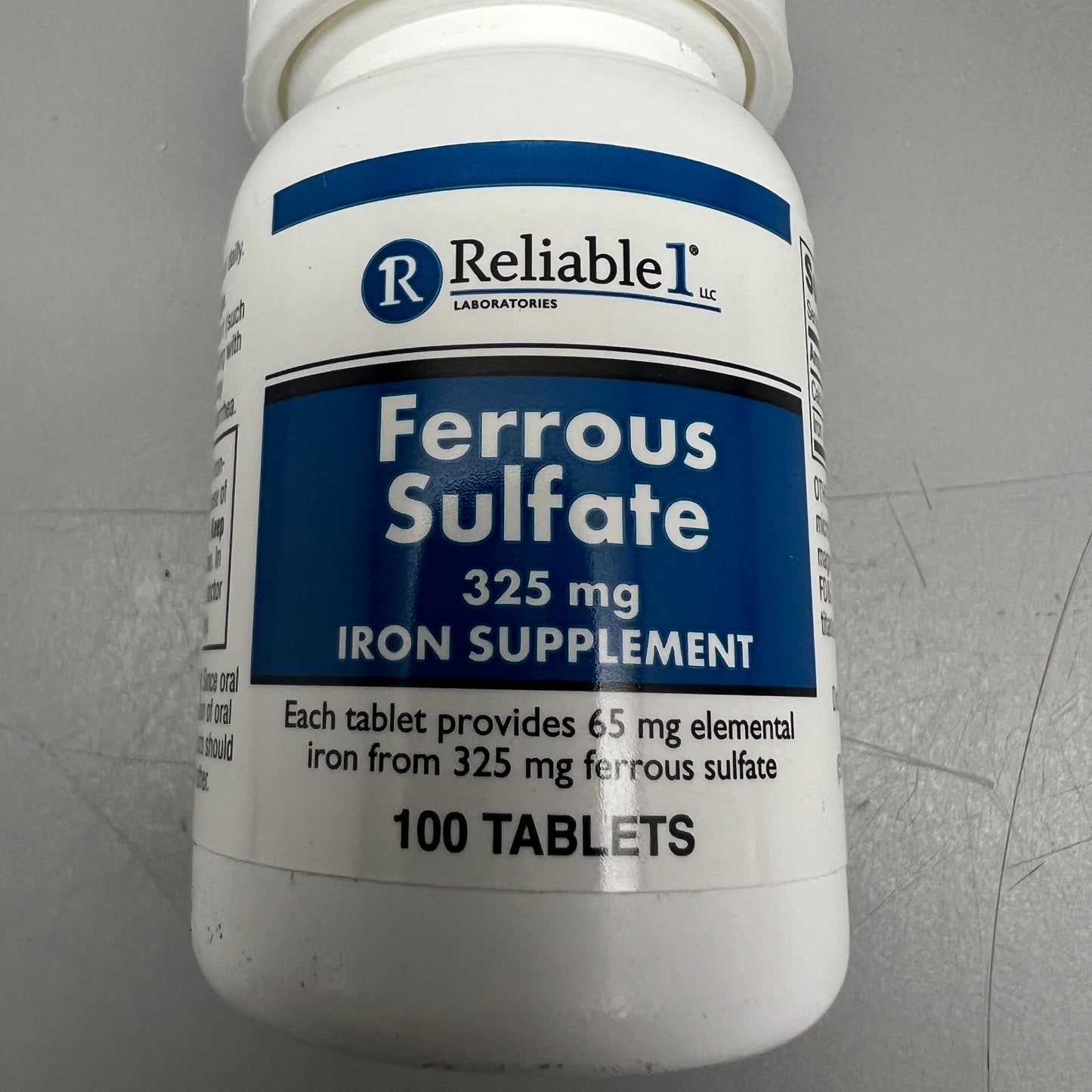 RELIABLE 1 (6 PACK) Ferrous Sulfate Iron Supplement 325 mg 100ct BB 11/26