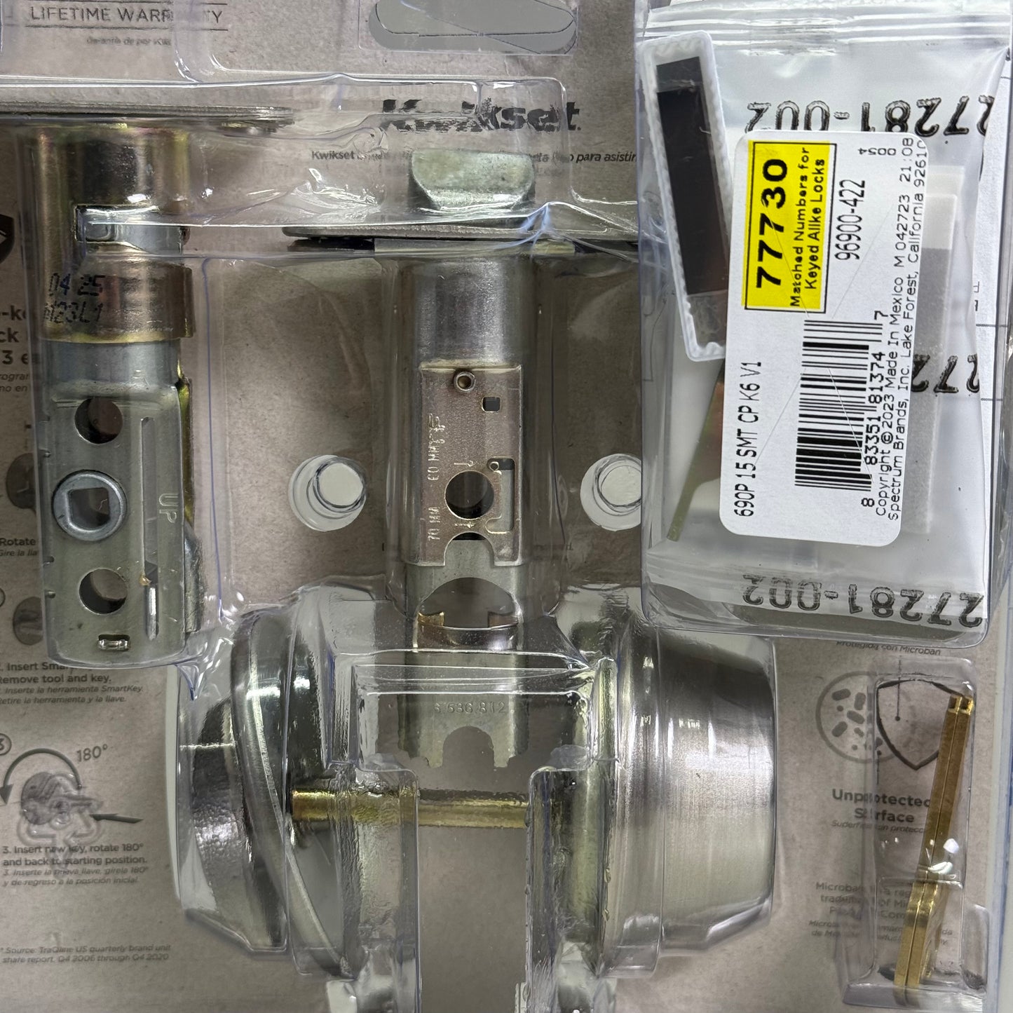 KWIKSET Keyed Entry & Single Cylinder Deadbolt Satin Nickel Finish 96900-422