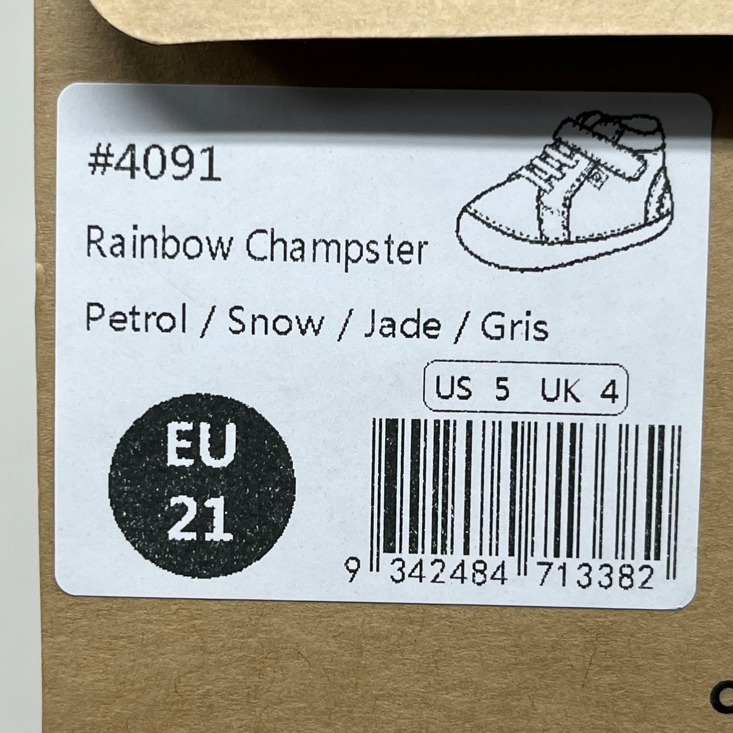 OLD SOLES Baby Rainbow Champster Leather Shoe Sz 21 US 5 Petrol/Snow/Jade/Gris #4091